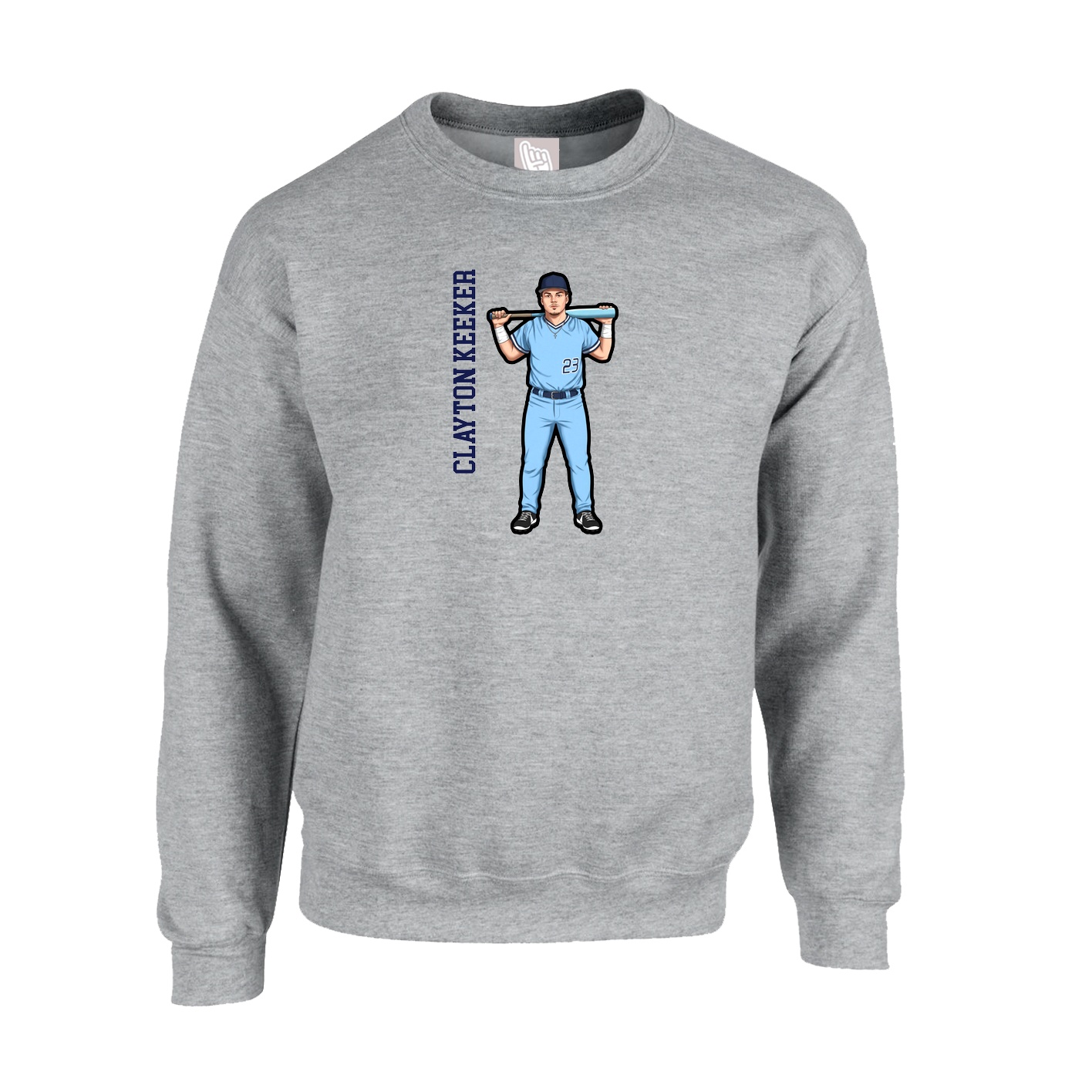 Fleece Crew — Name Vertical in Grey
