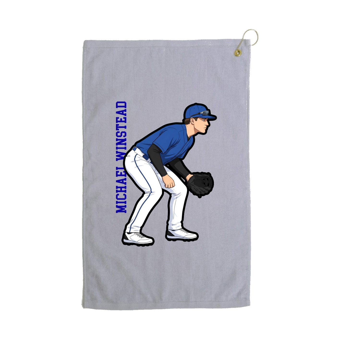 Golf Towel — Name Vertical in Grey