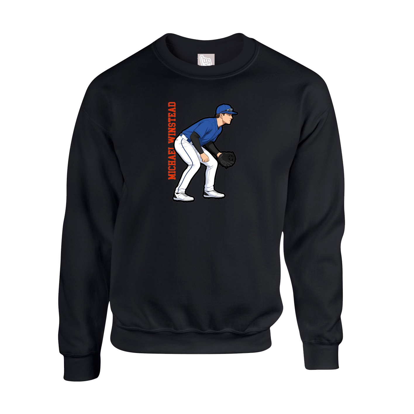 Fleece Crew — Name Vertical in Black