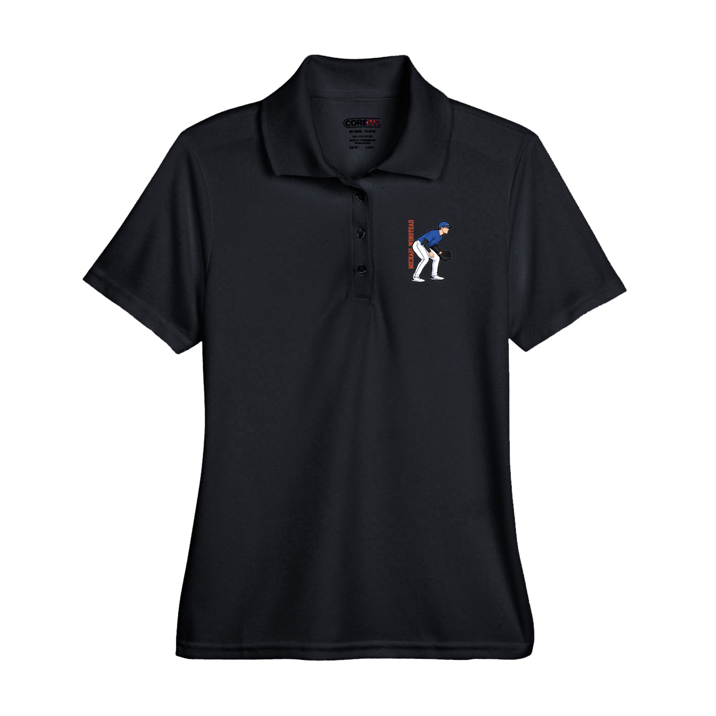 Performance Polo — Name Vertical in Black