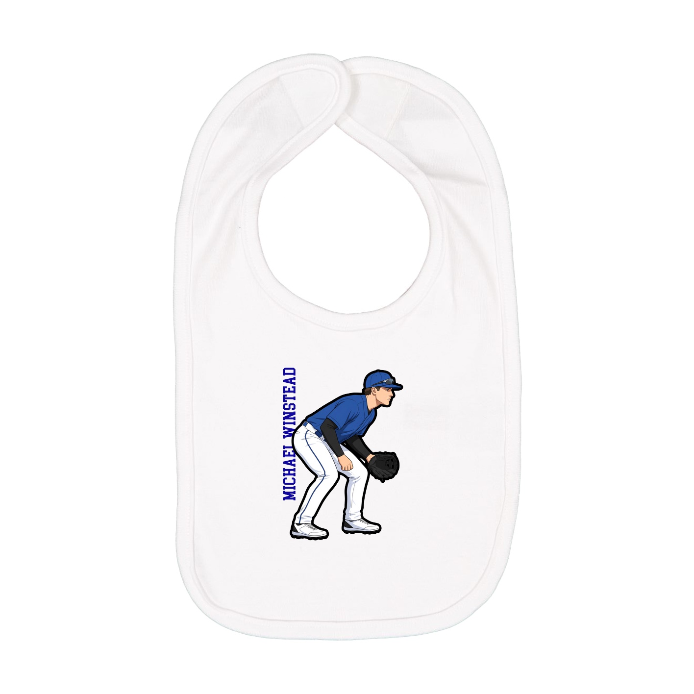 Infant Bib — Name Vertical in White