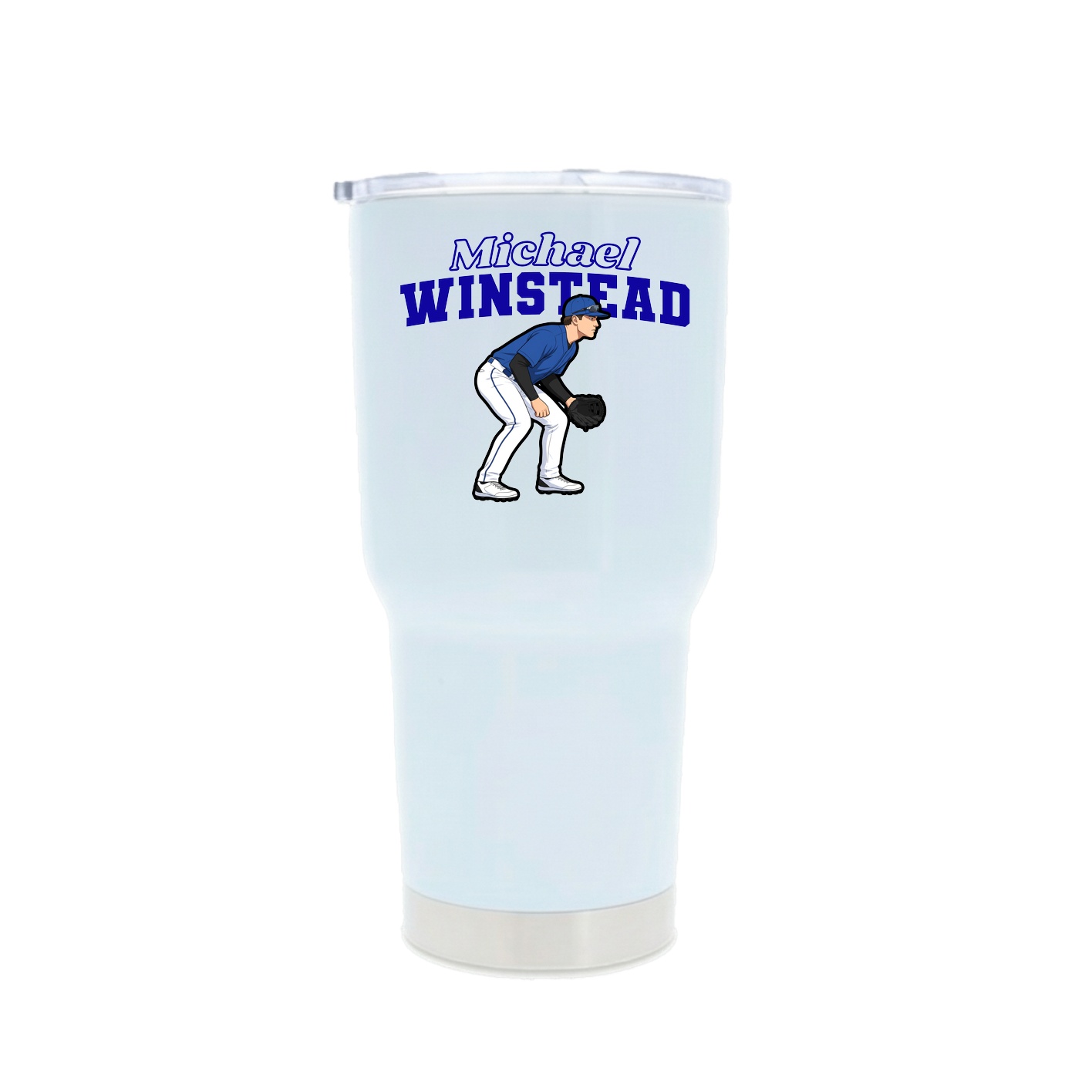 30oz Stainless Steel Tumbler — Name Arch in White