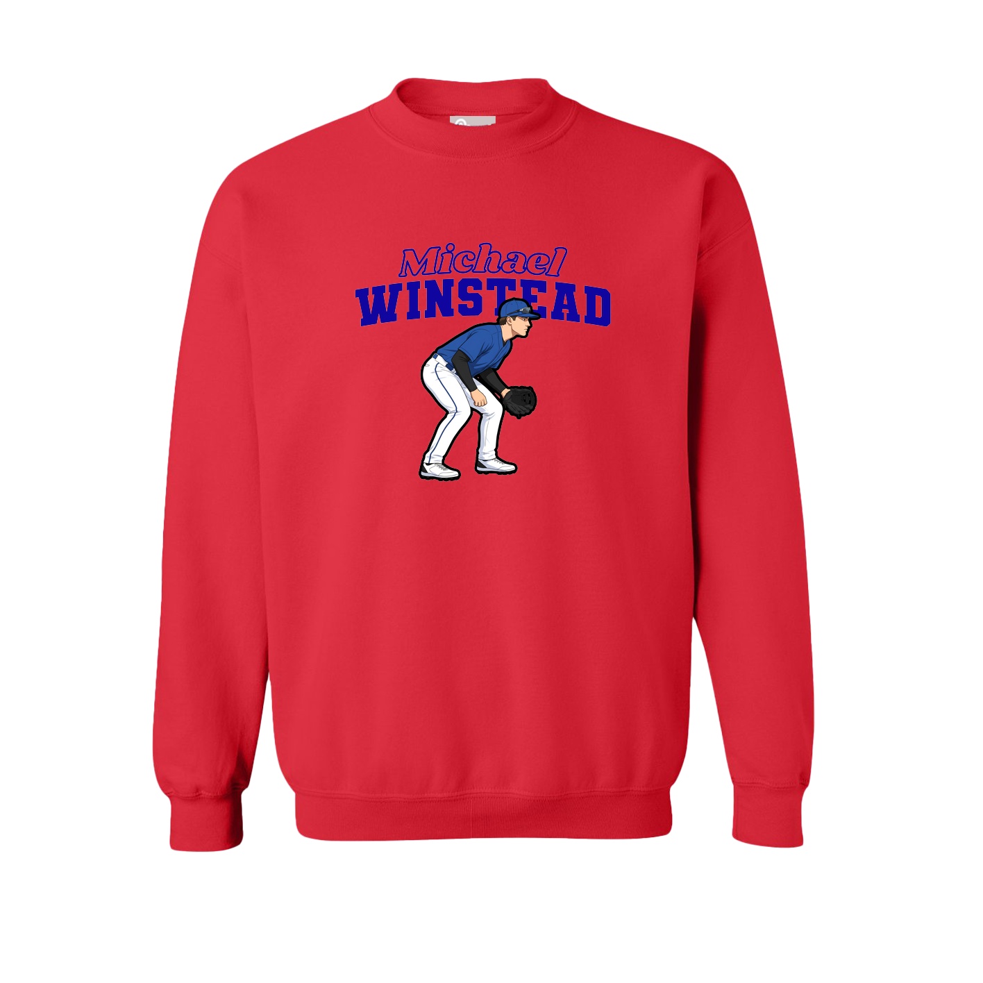 Fleece Crew — Name Arch in Red