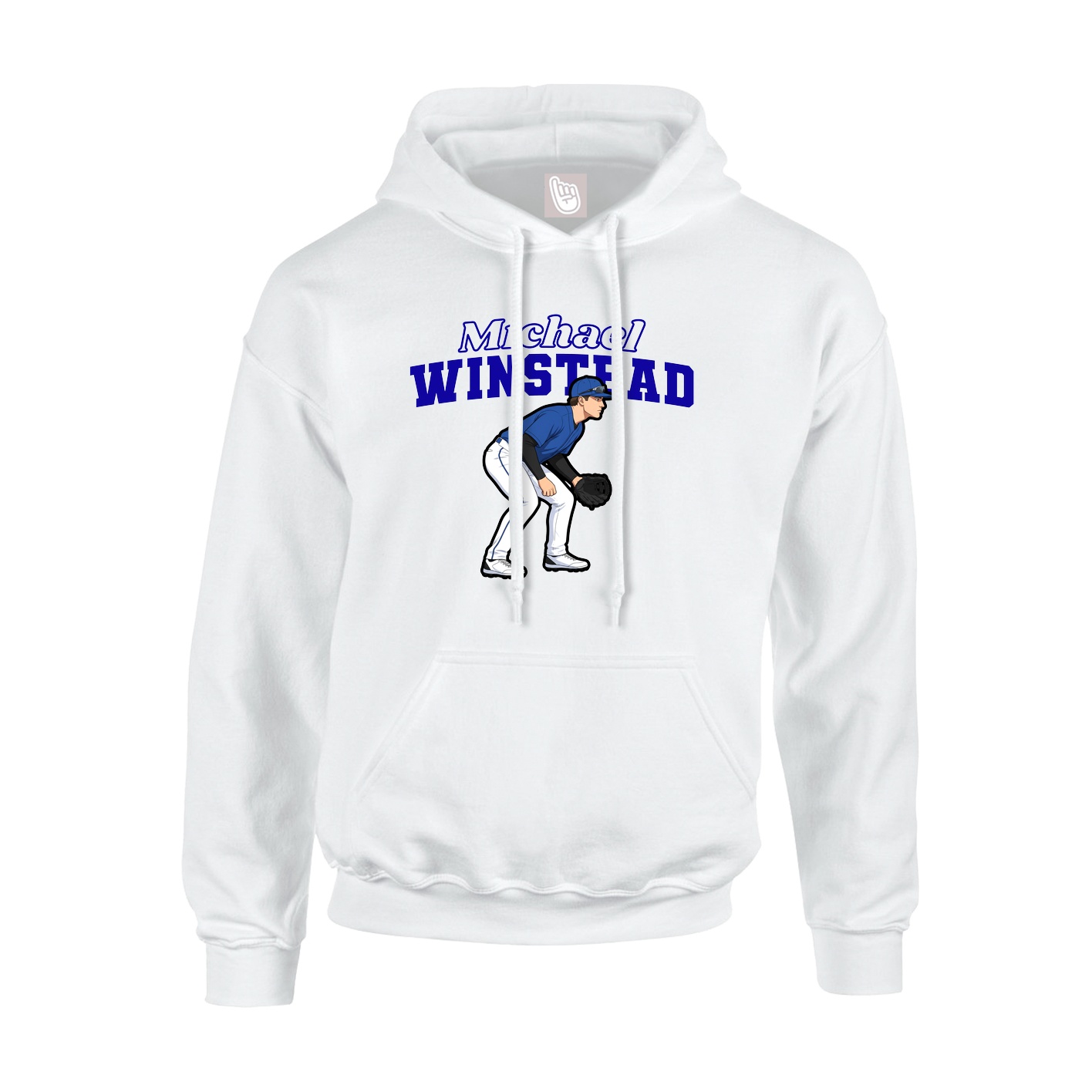 Youth Hoodie — Name Arch in White
