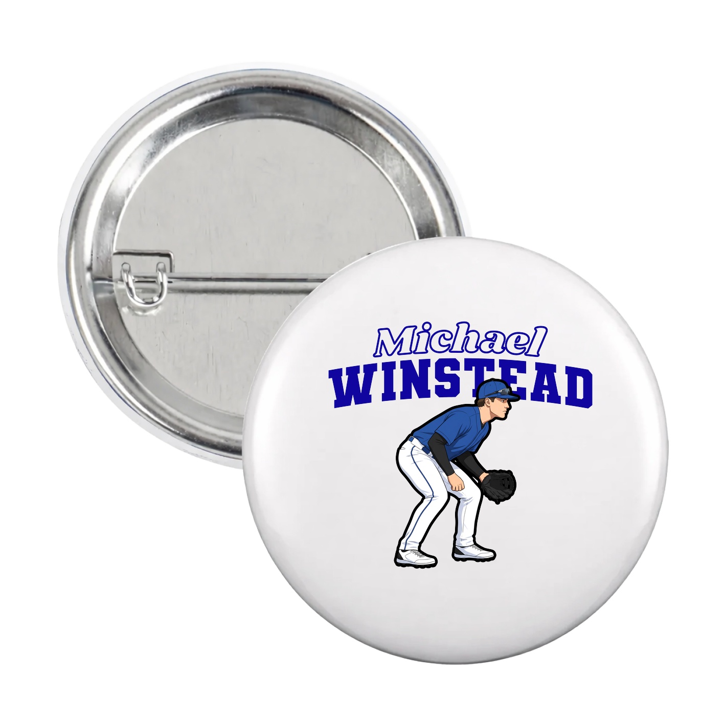 Game Day Button — Name Arch in White