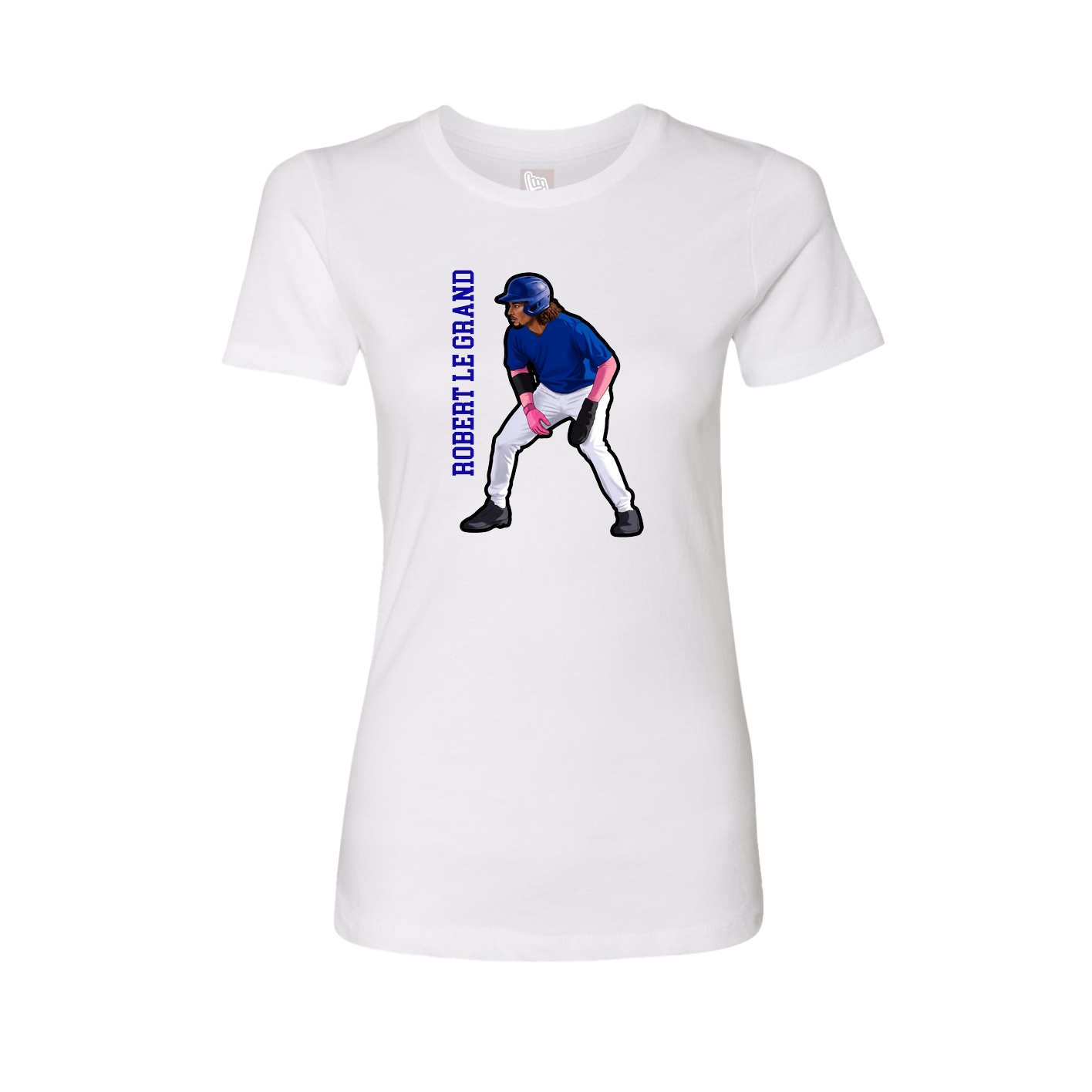 Fitted Women's Tee — Name Vertical in White
