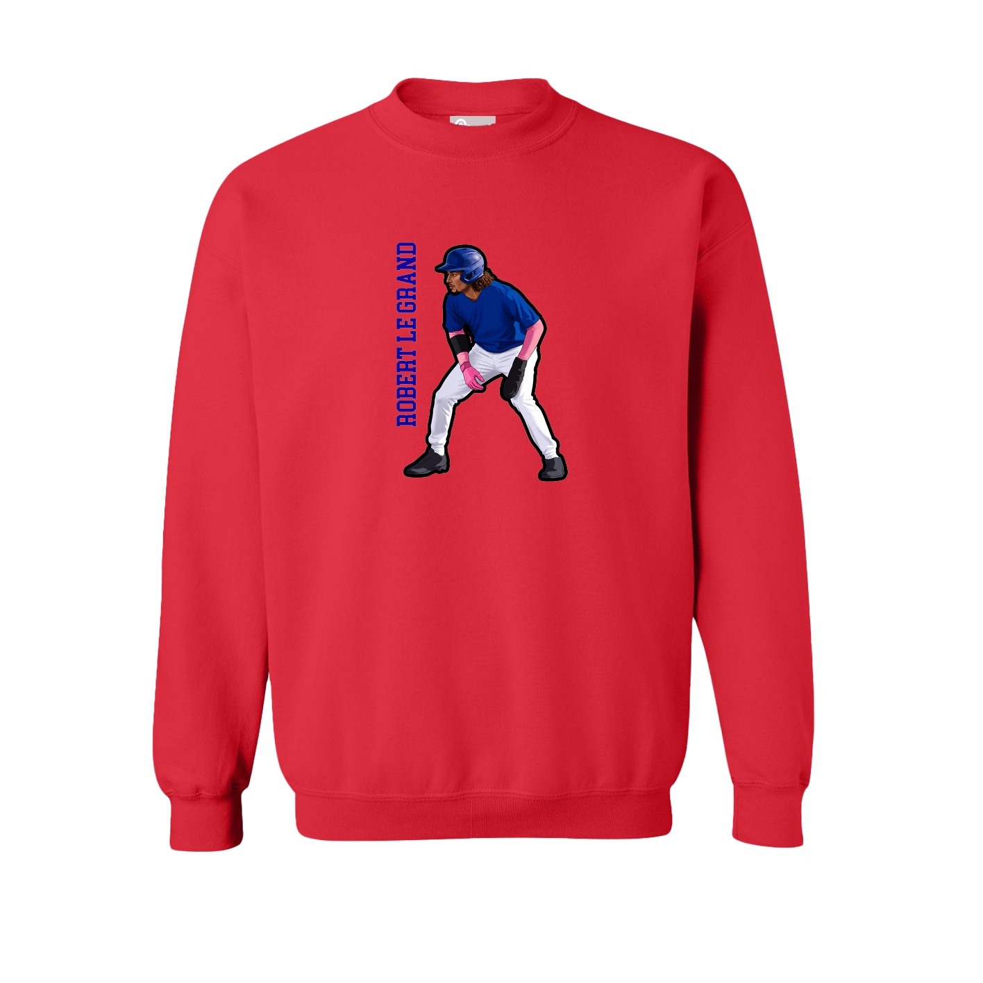 Fleece Crew — Name Vertical in Red