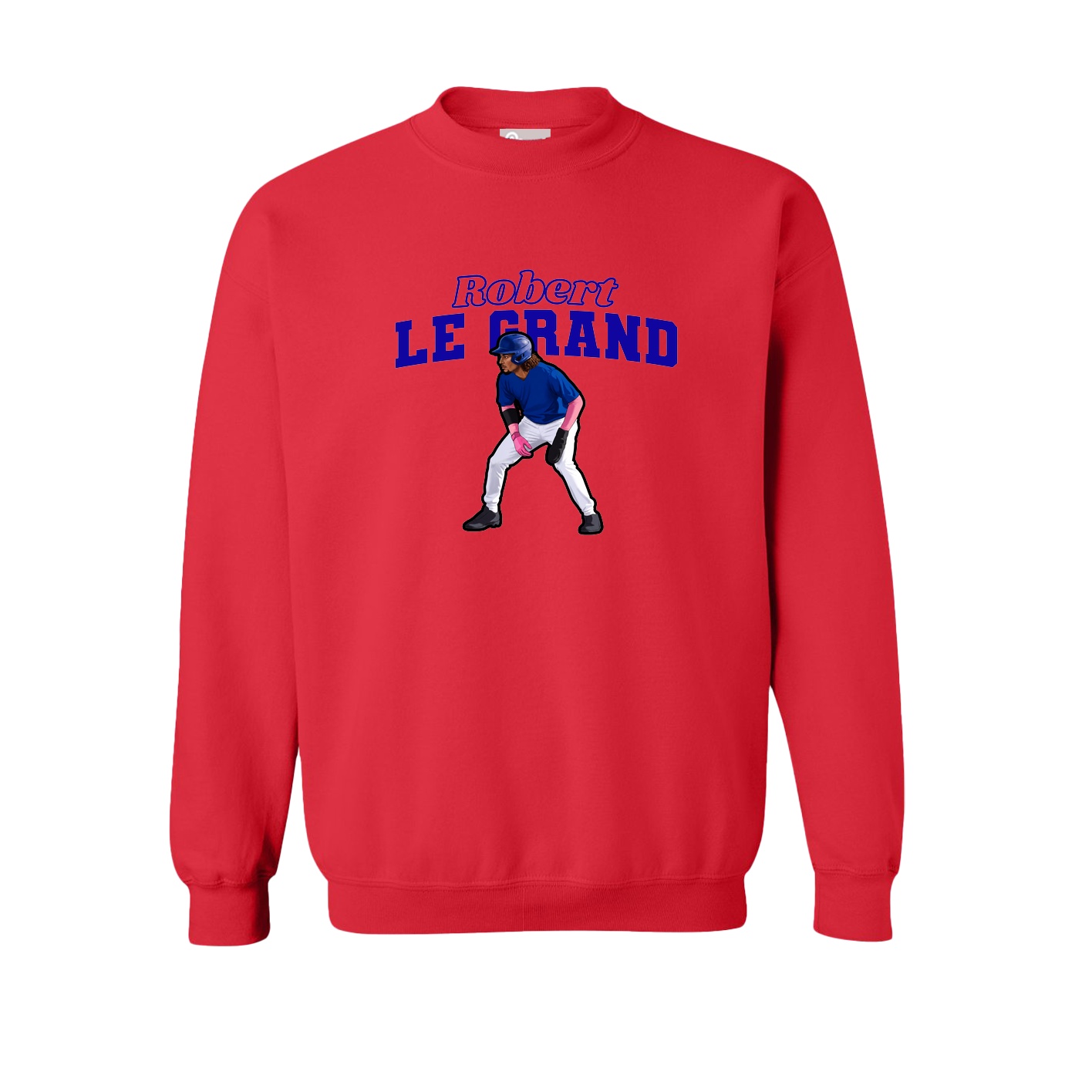 Fleece Crew — Name Arch in Red