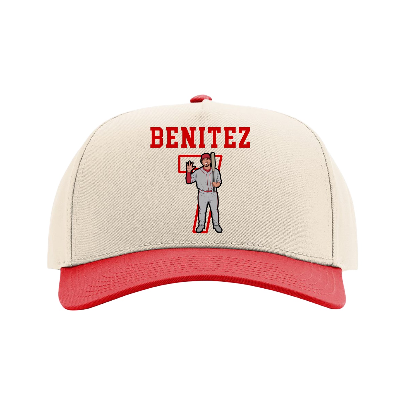 Full Fabric Five-Panel Champ Cap — Shirsey in Cream/Red