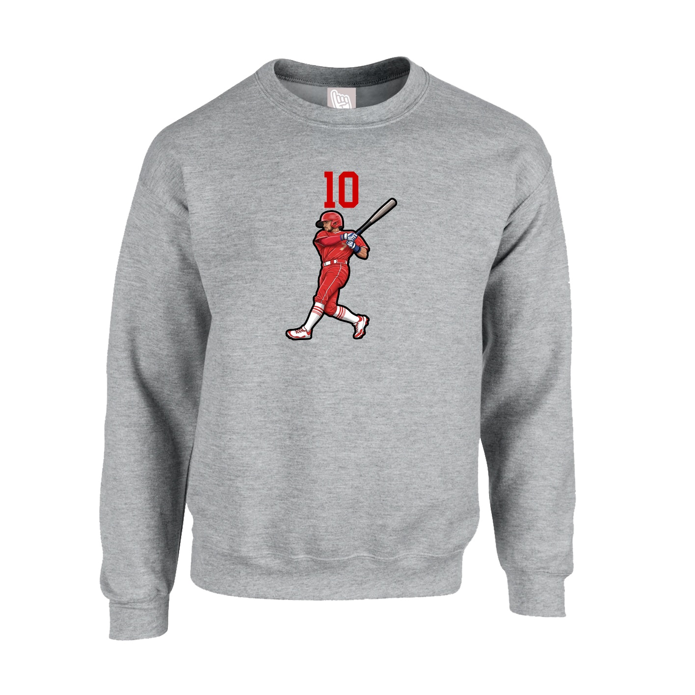 Fleece Crew — Number Top in Grey
