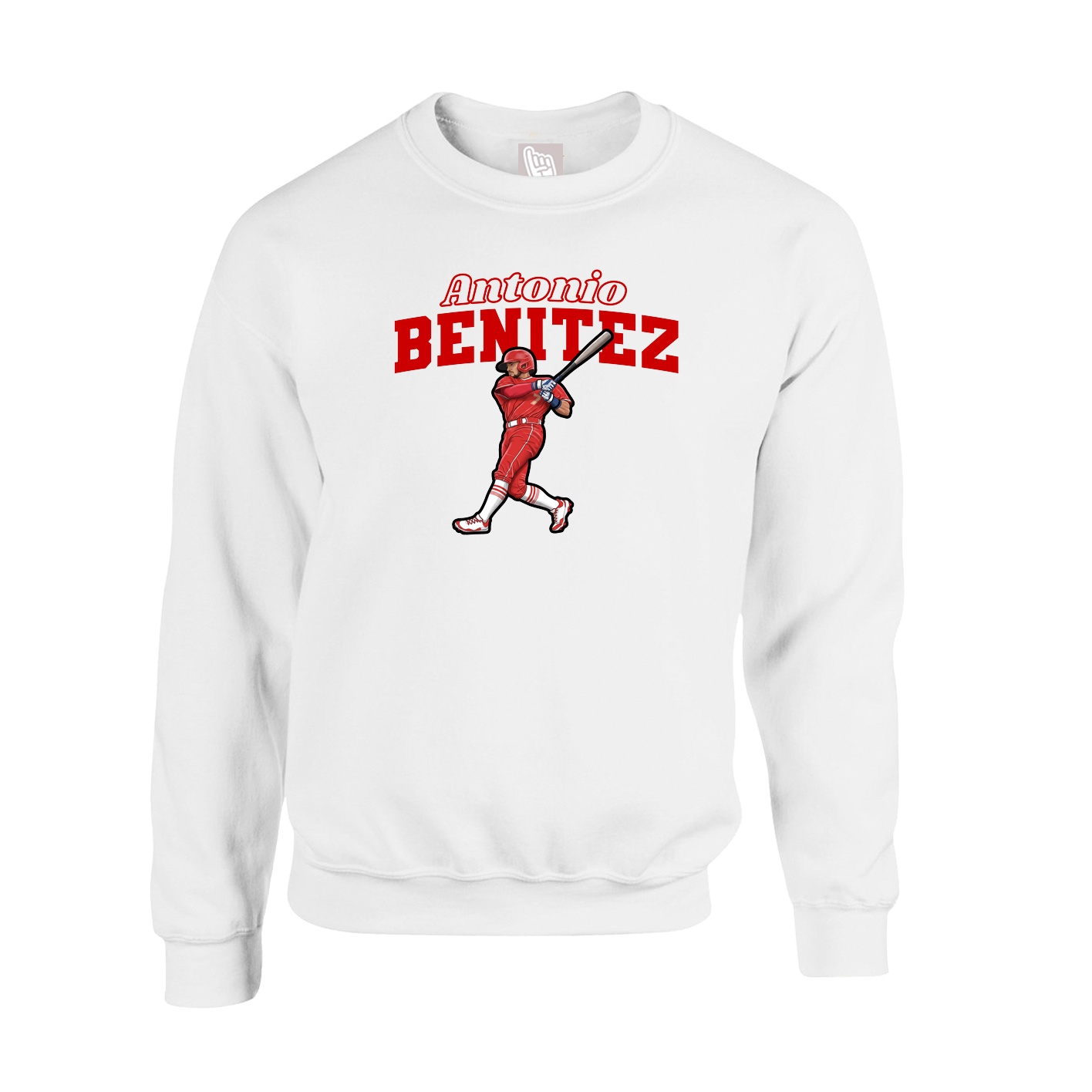 Fleece Crew — Name Arch in White