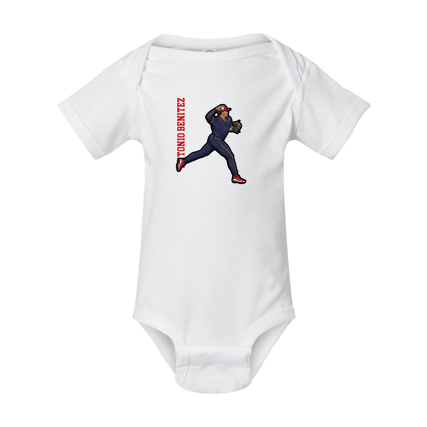 Baby Onesie — Name Vertical in White