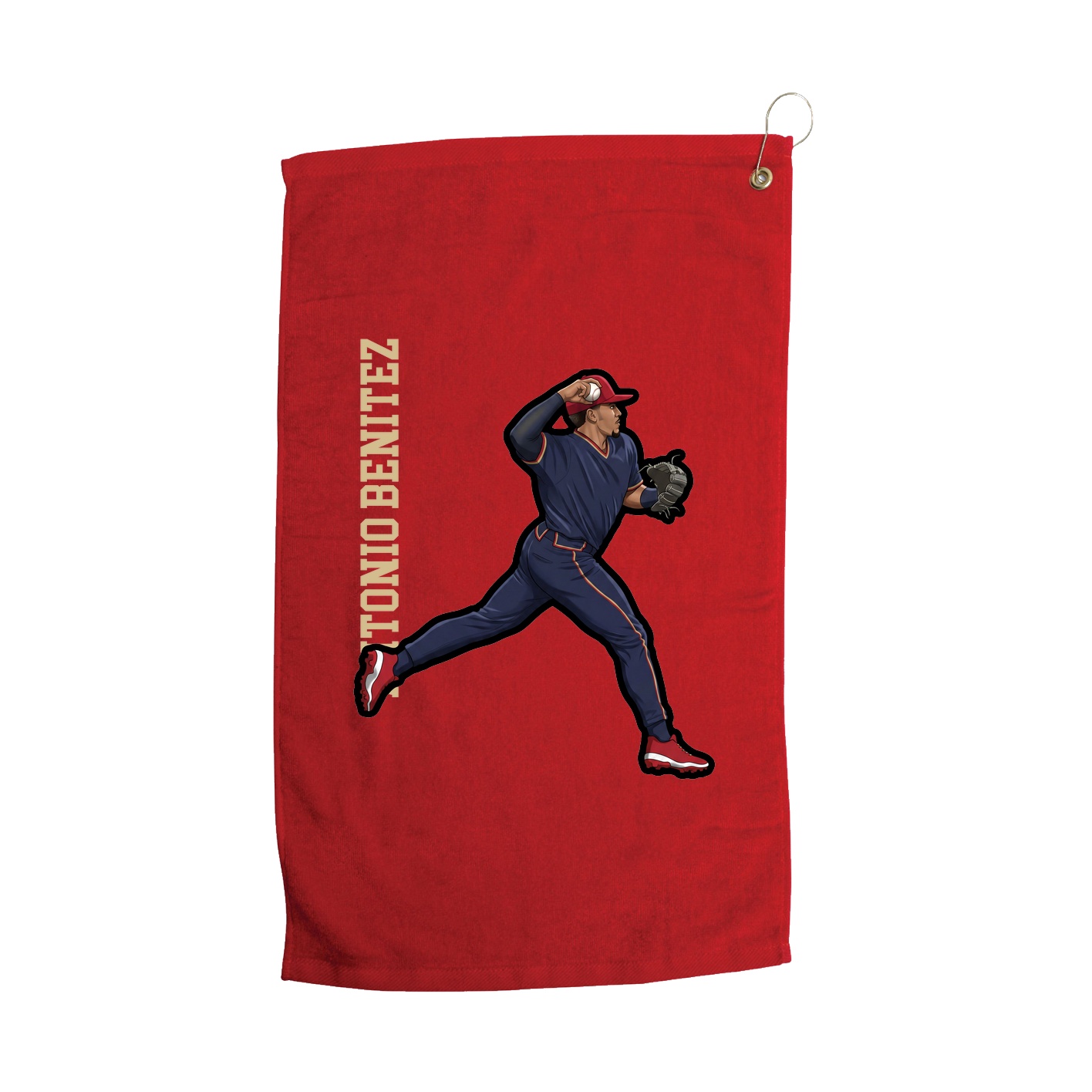 Golf Towel — Name Vertical in Red