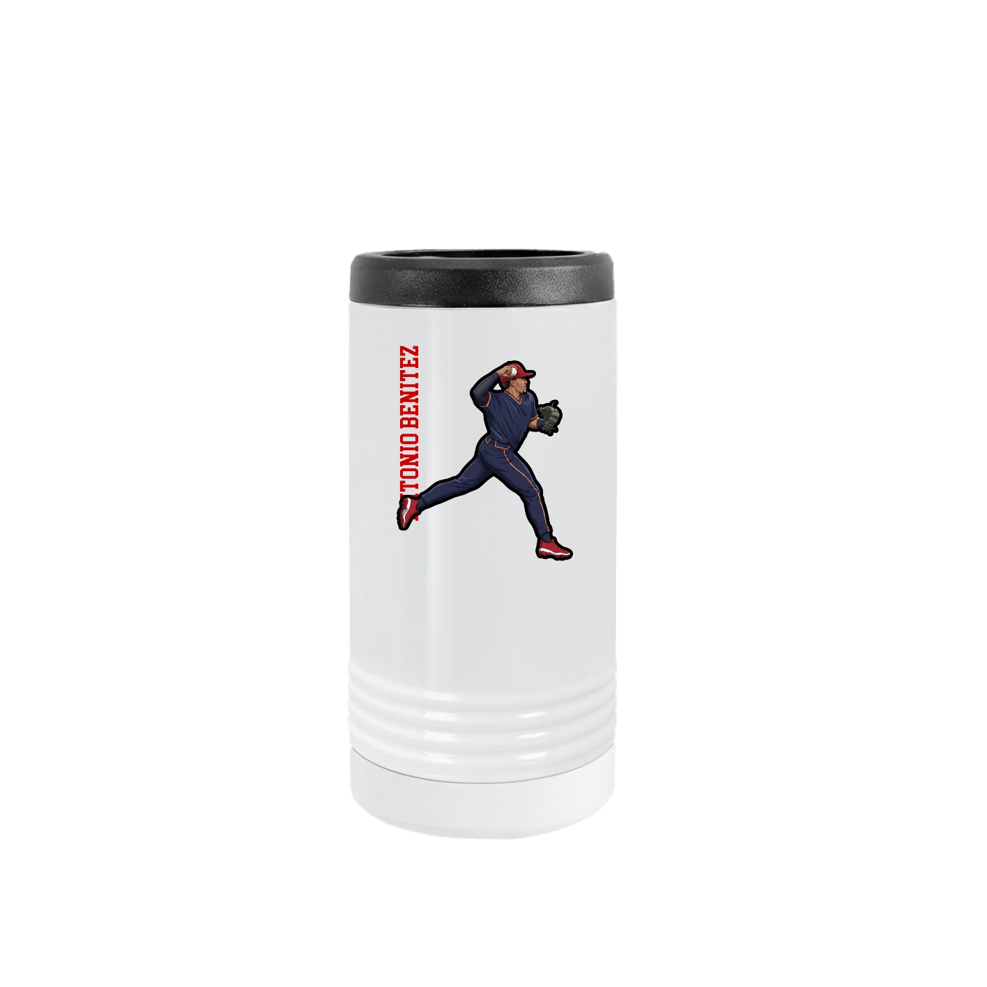 Slim Beverage Holder — Name Vertical in White
