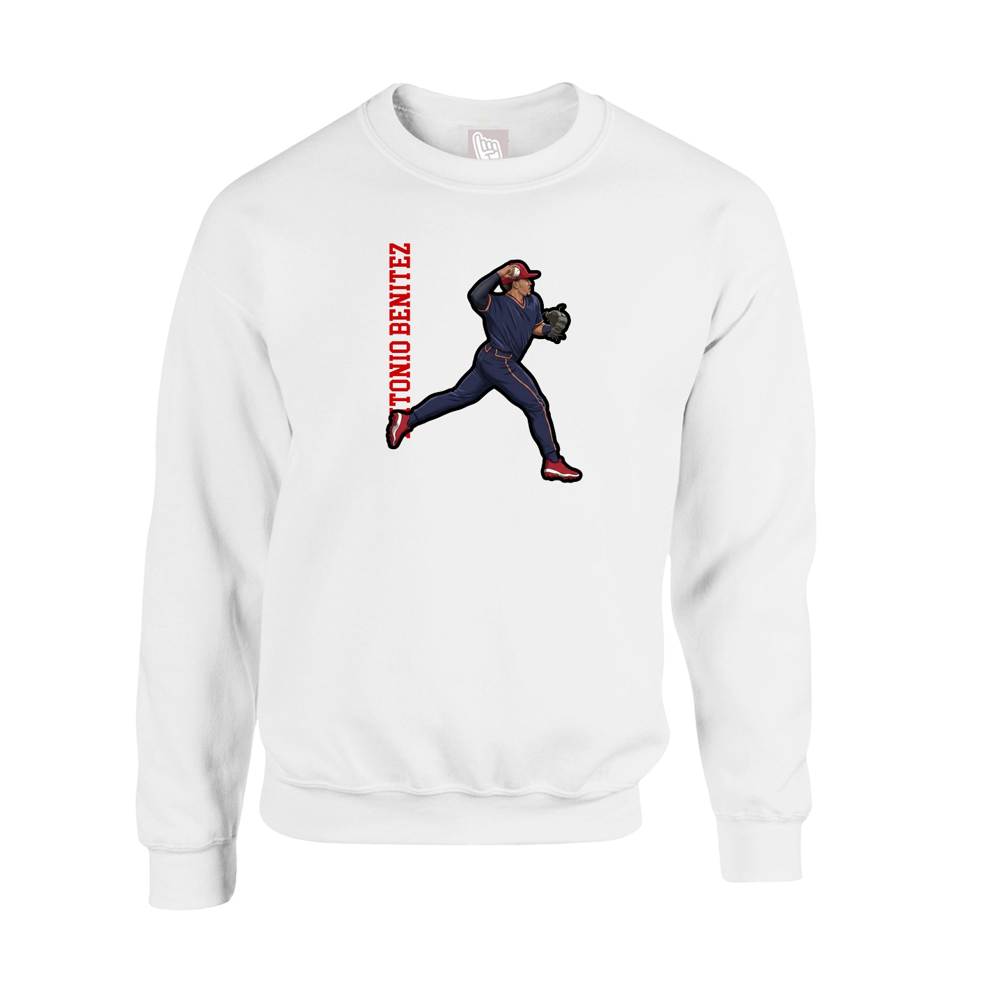 Fleece Crew — Name Vertical in White