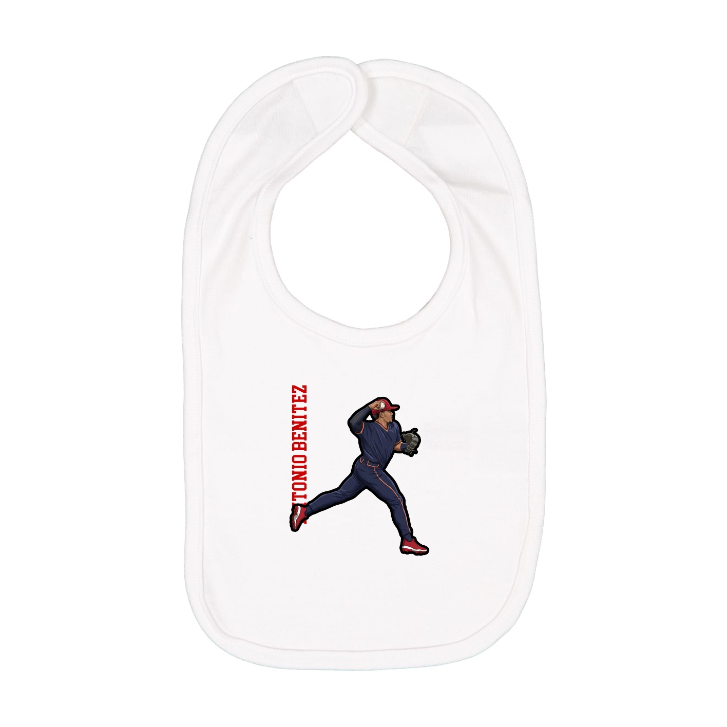 Infant Bib — Name Vertical in White