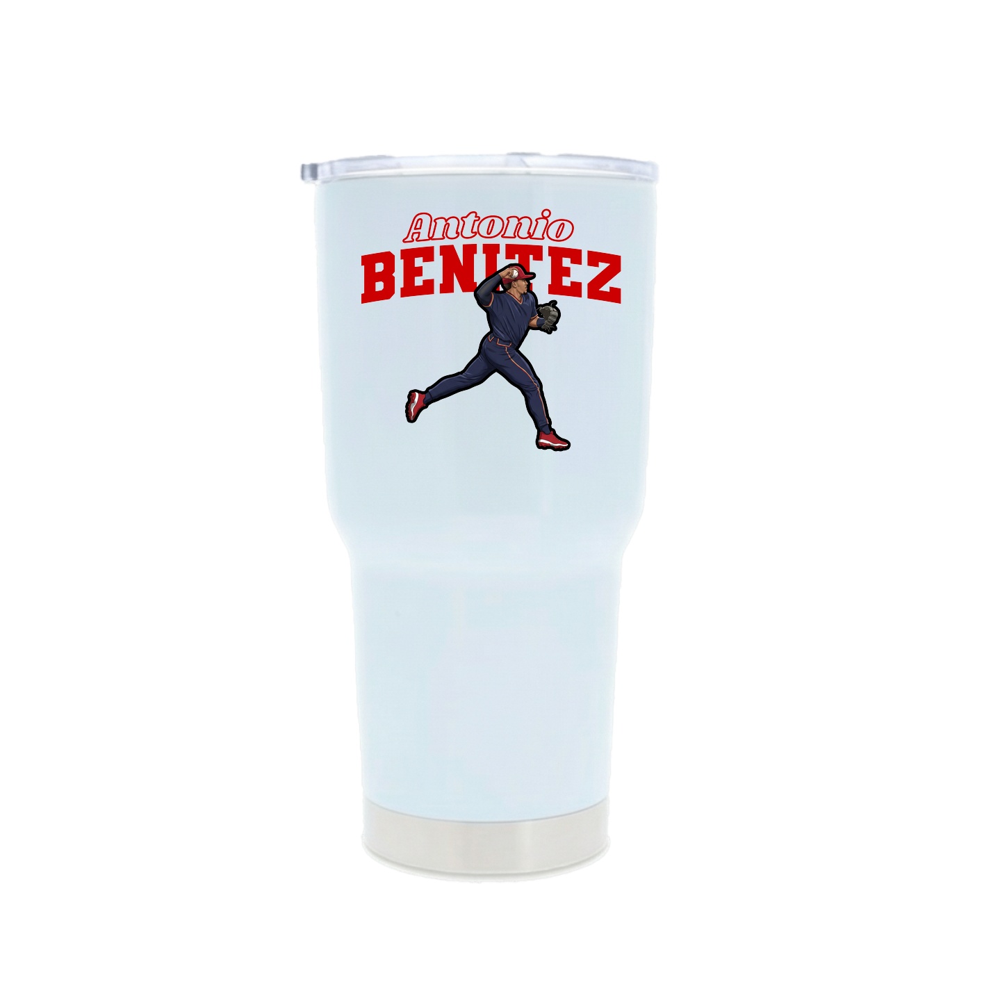 30oz Stainless Steel Tumbler — Name Arch in White