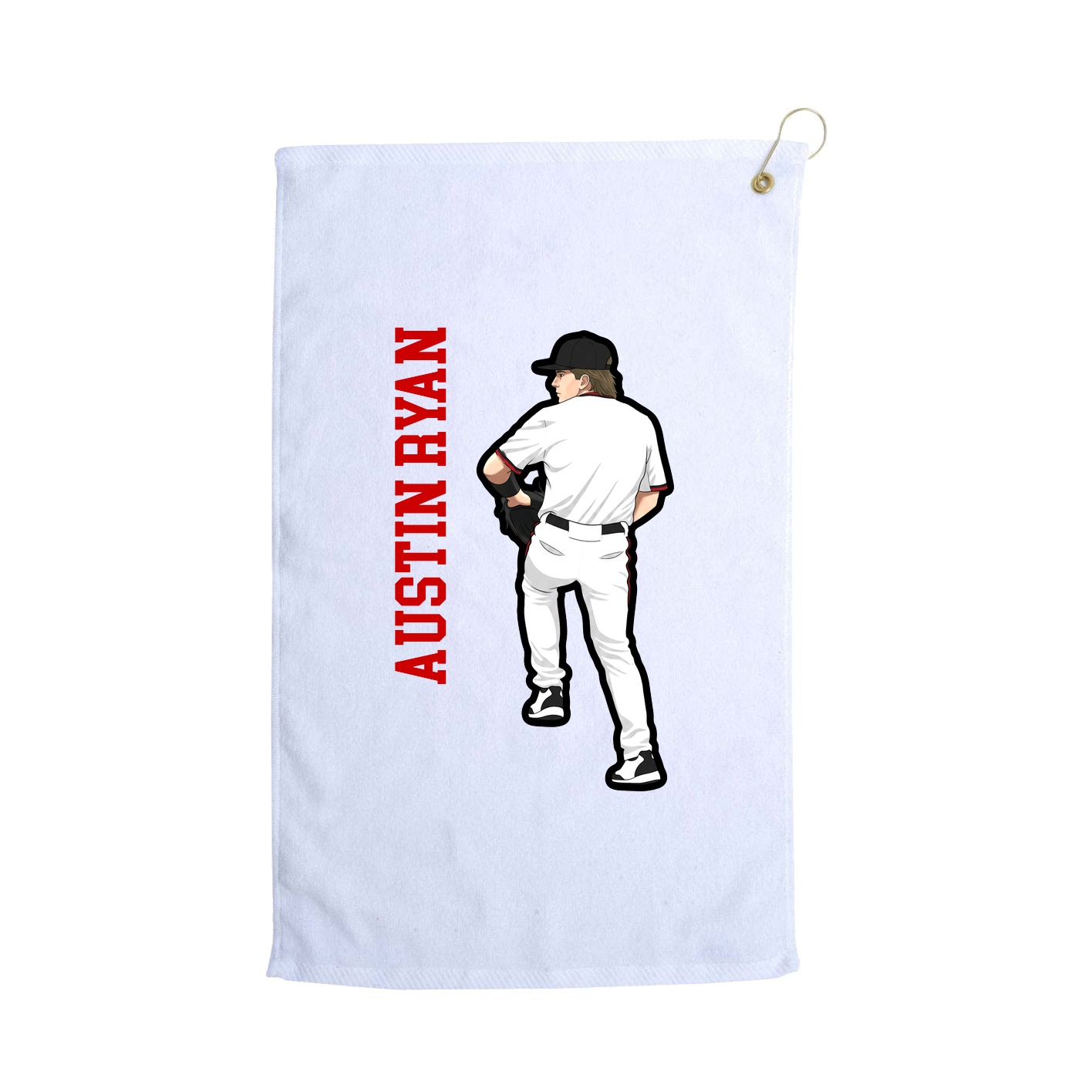 Golf Towel — Name Vertical in White