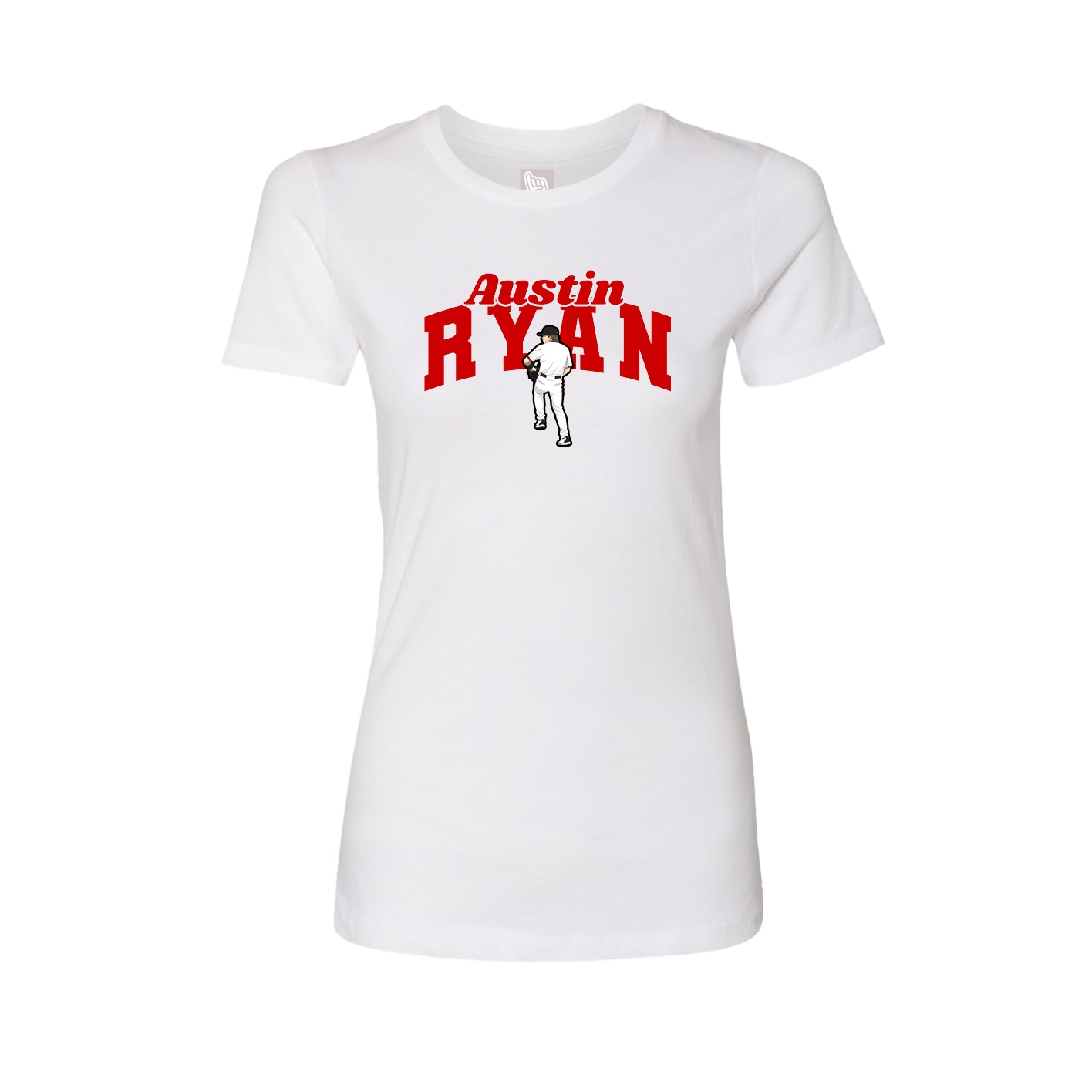Fitted Women's Tee — Signature Arch in White