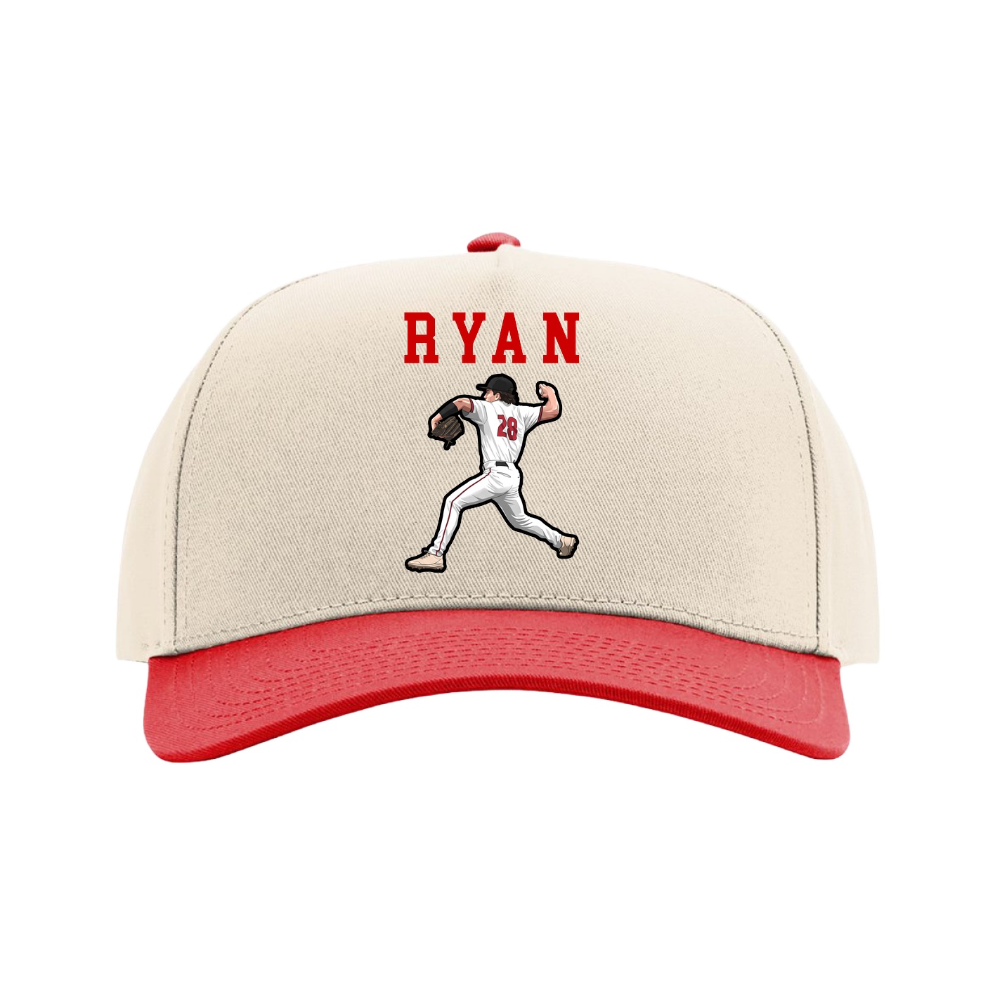 Full Fabric Five-Panel Champ Cap — Shirsey in Cream/Red