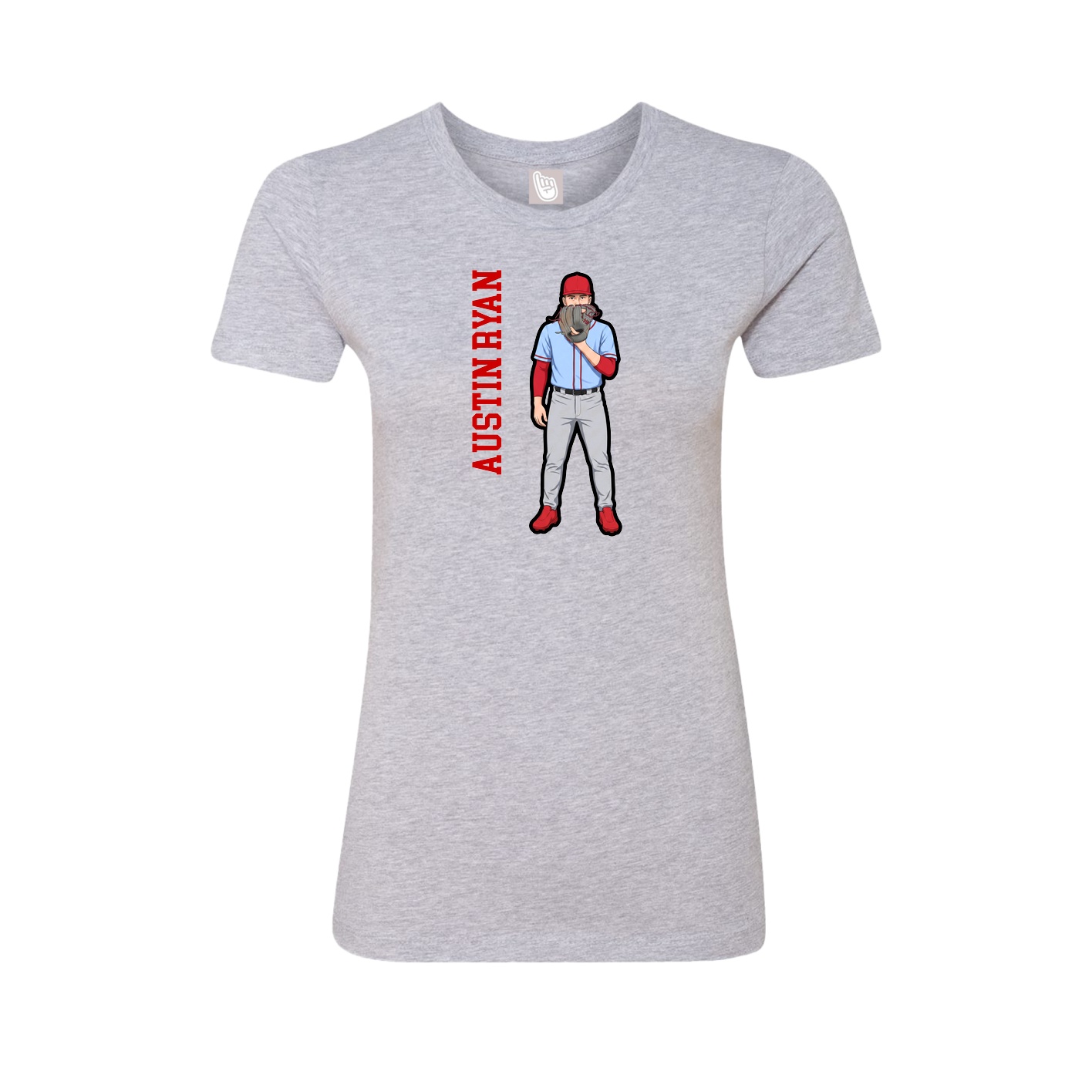 Fitted Women's Tee — Name Vertical in Grey