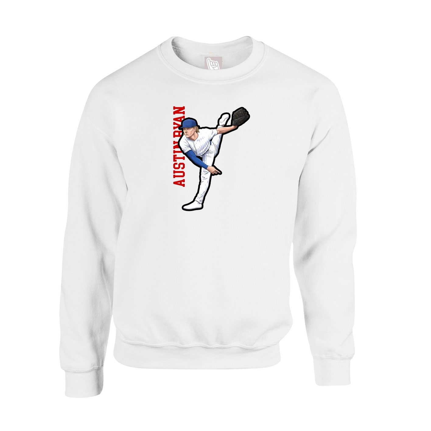 Fleece Crew — Name Vertical in White
