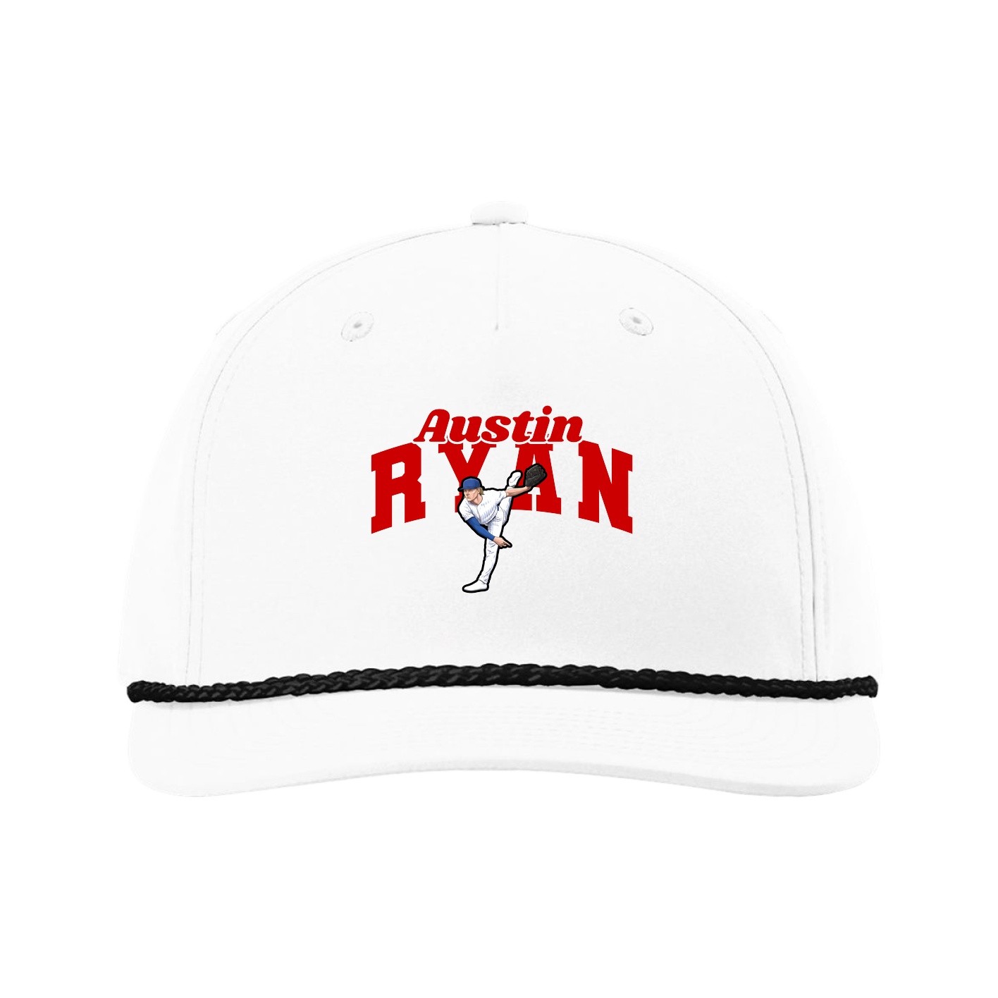 Five-Panel Classic Rope Cap — Signature Arch in White