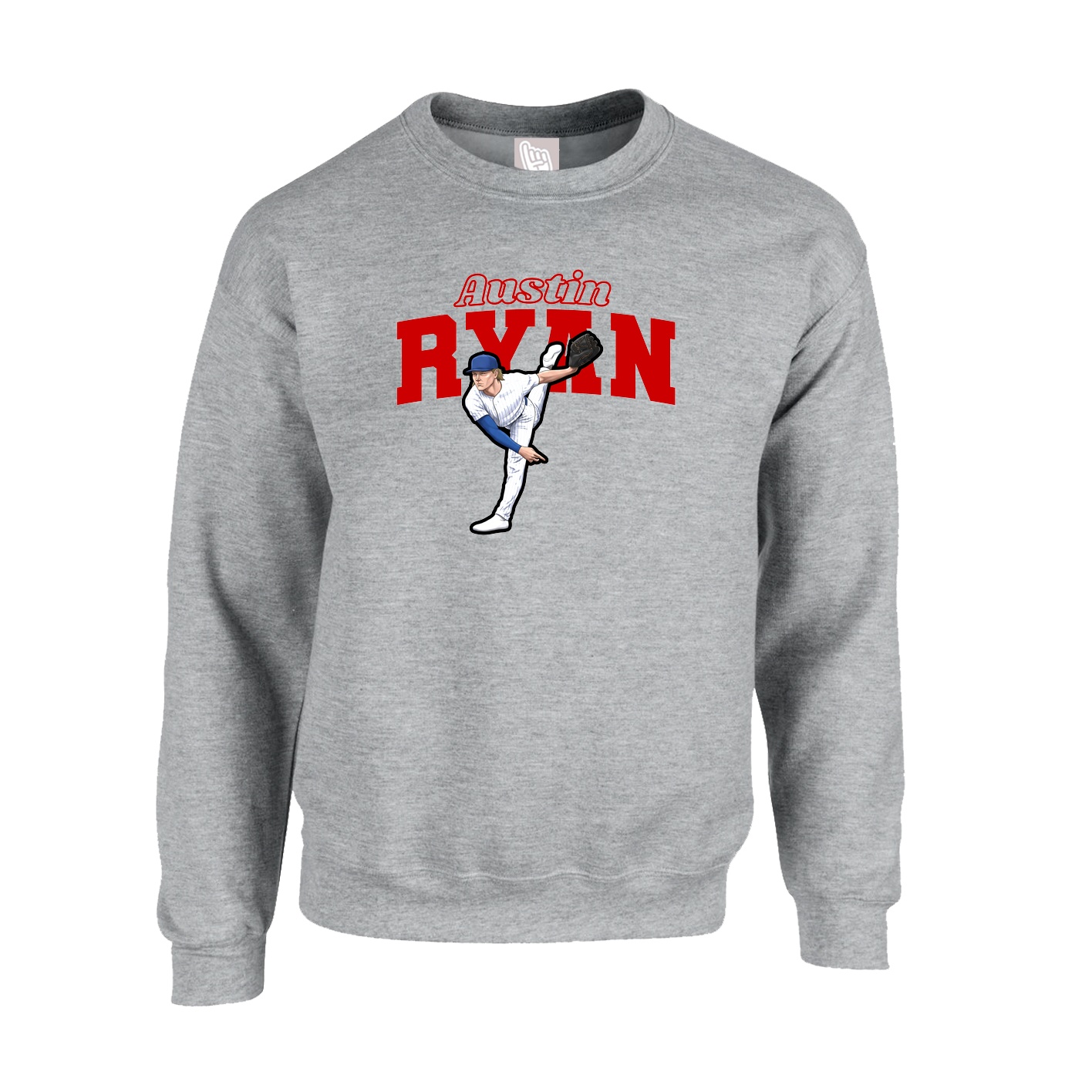 Fleece Crew — Name Arch in Grey