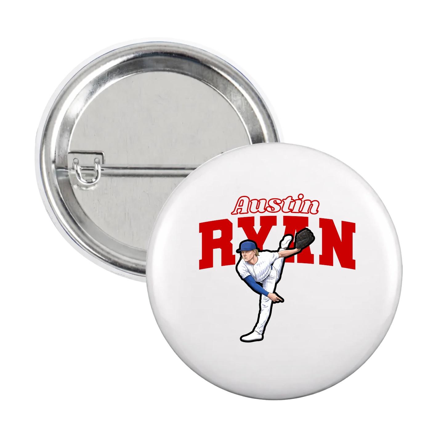 Game Day Button — Name Arch in White