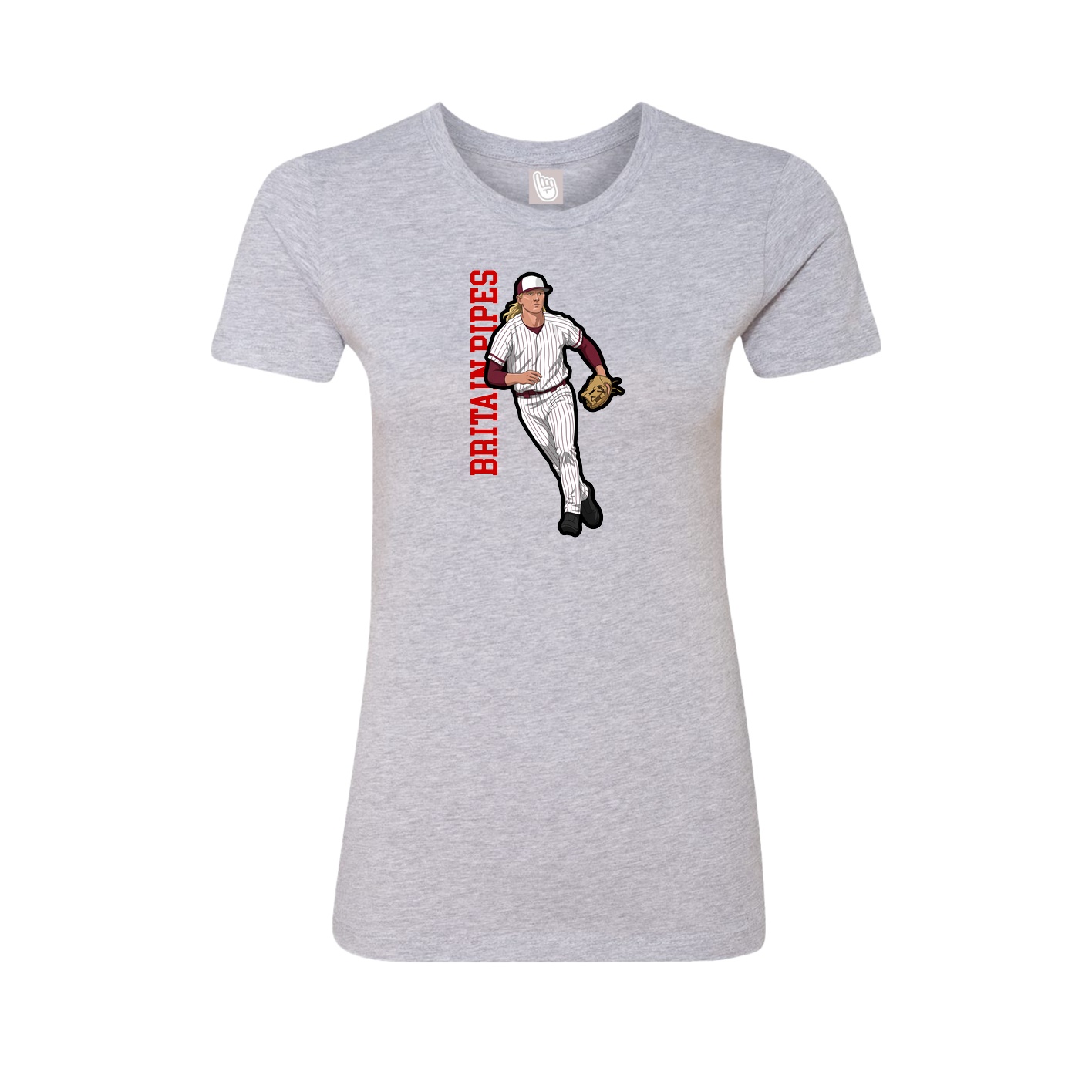 Fitted Women's Tee — Name Vertical in Grey