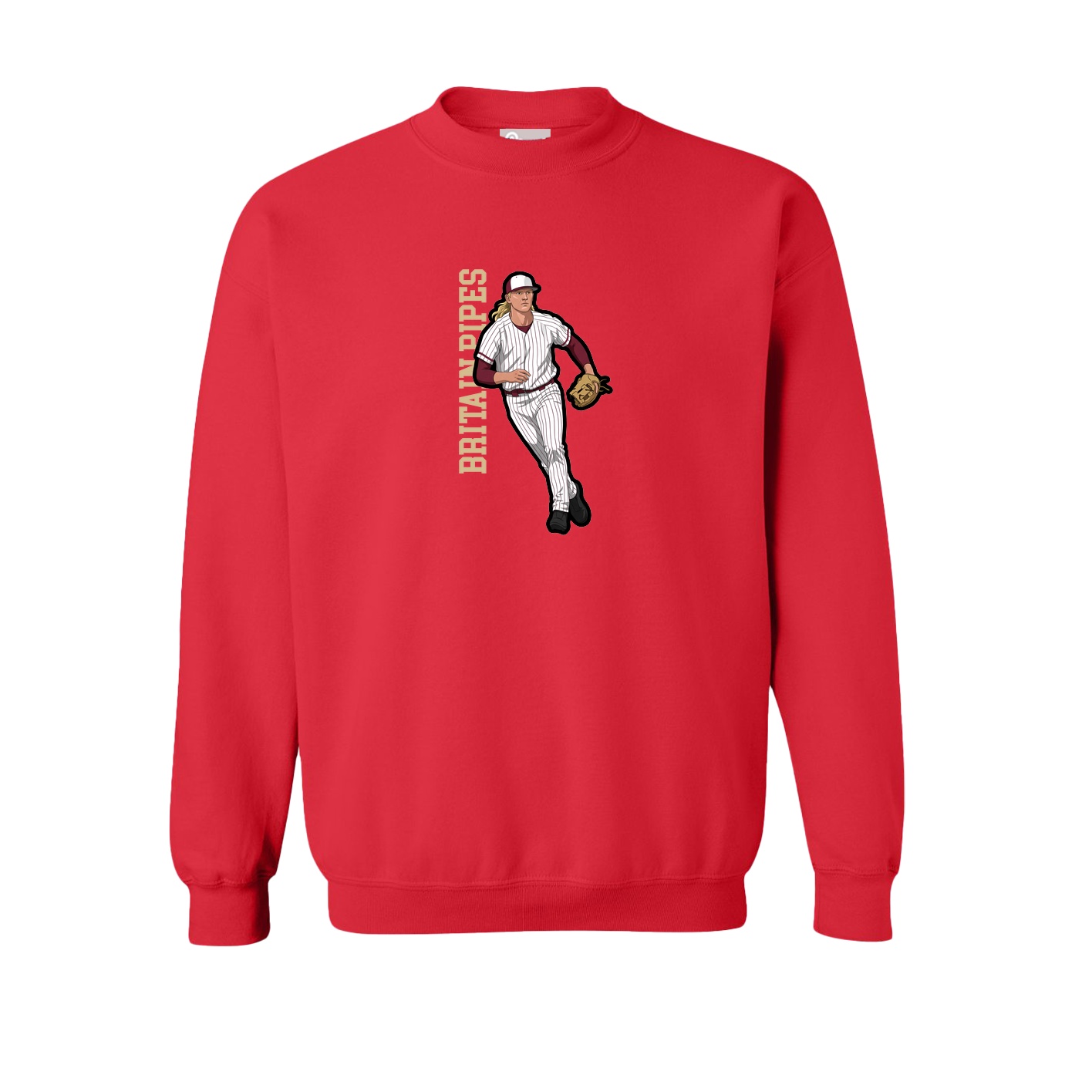 Fleece Crew — Name Vertical in Red