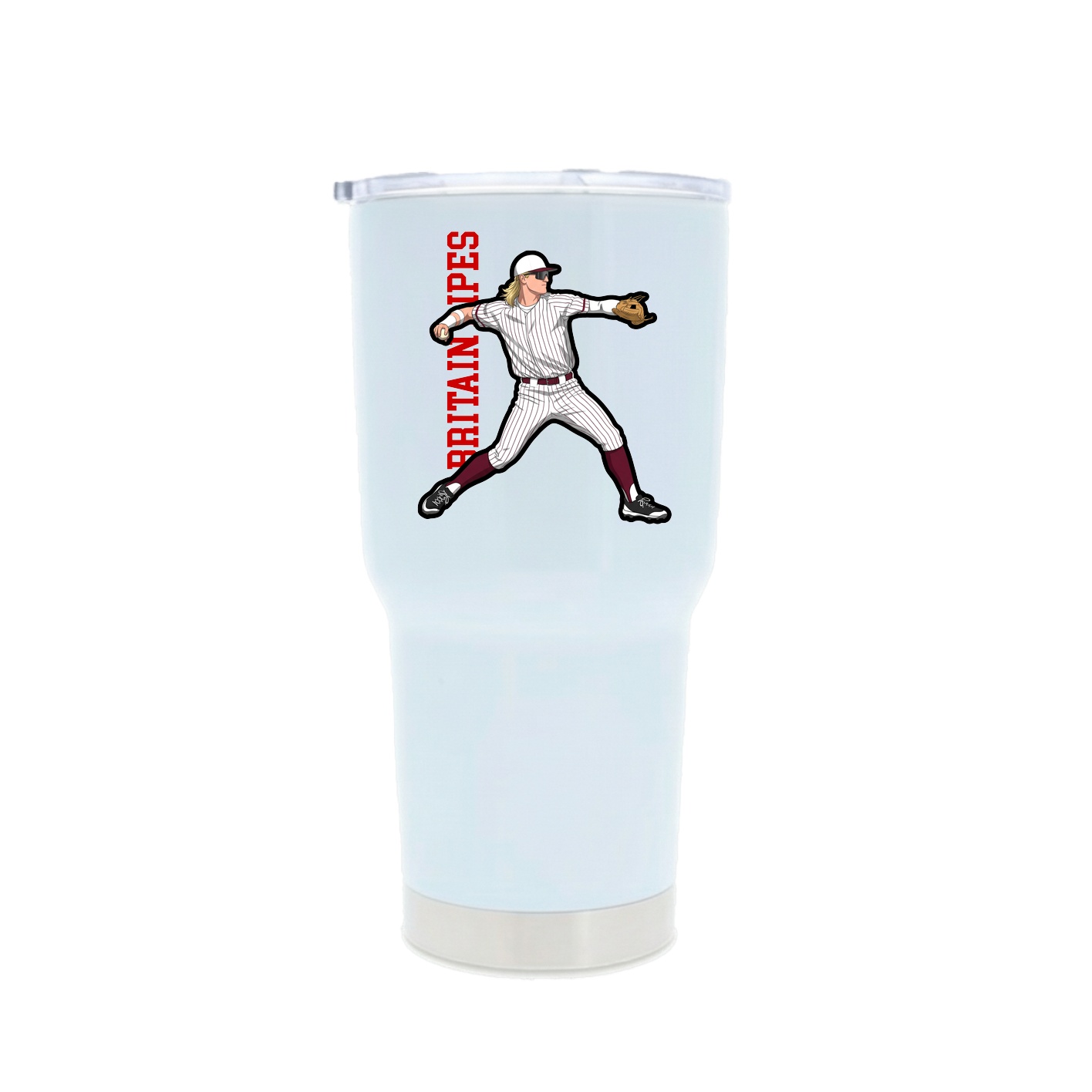 30oz Stainless Steel Tumbler — Name Vertical in White