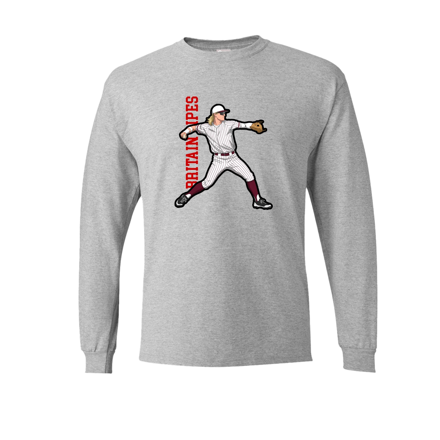 Long Sleeve Tee — Name Vertical in Grey