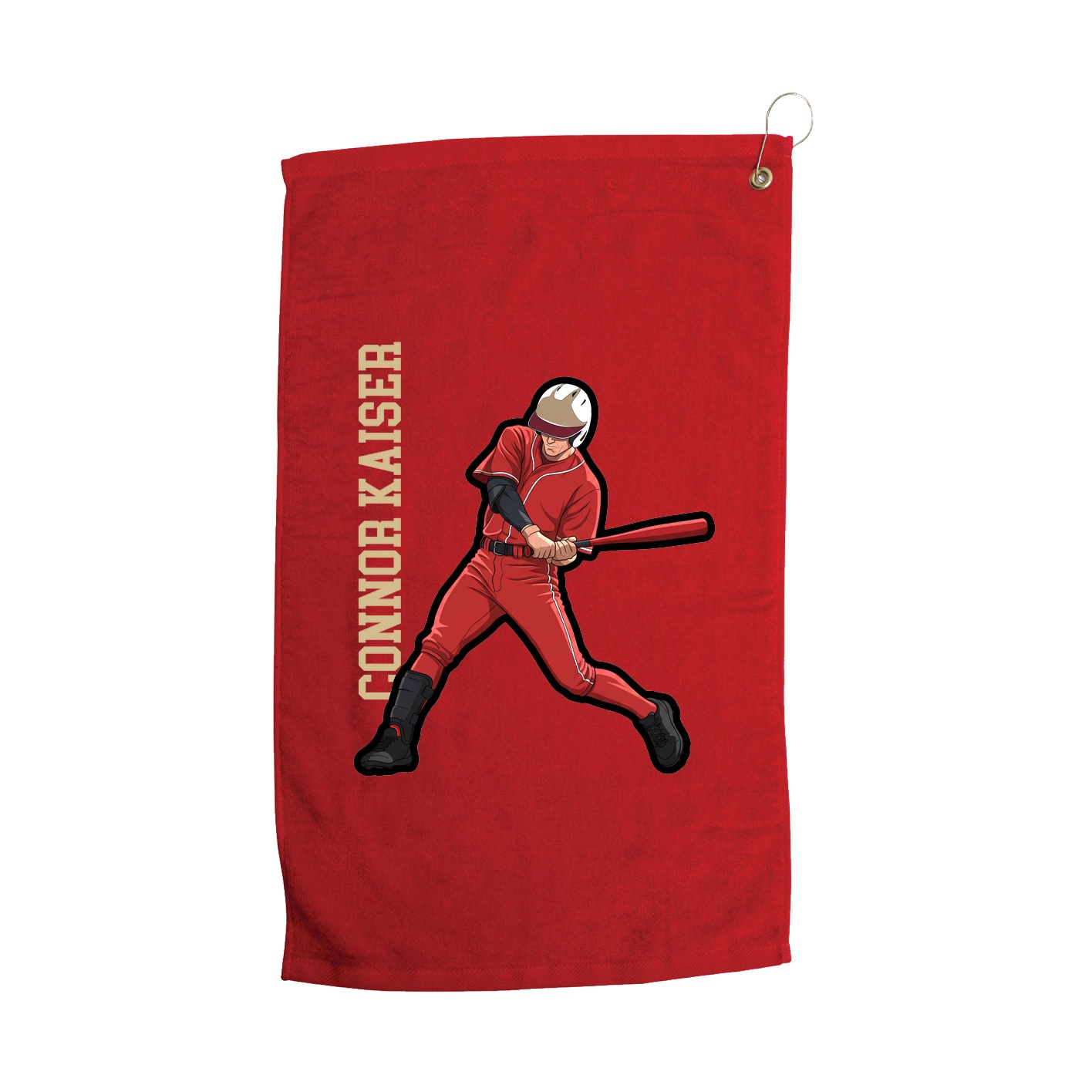 Golf Towel — Name Vertical in Red