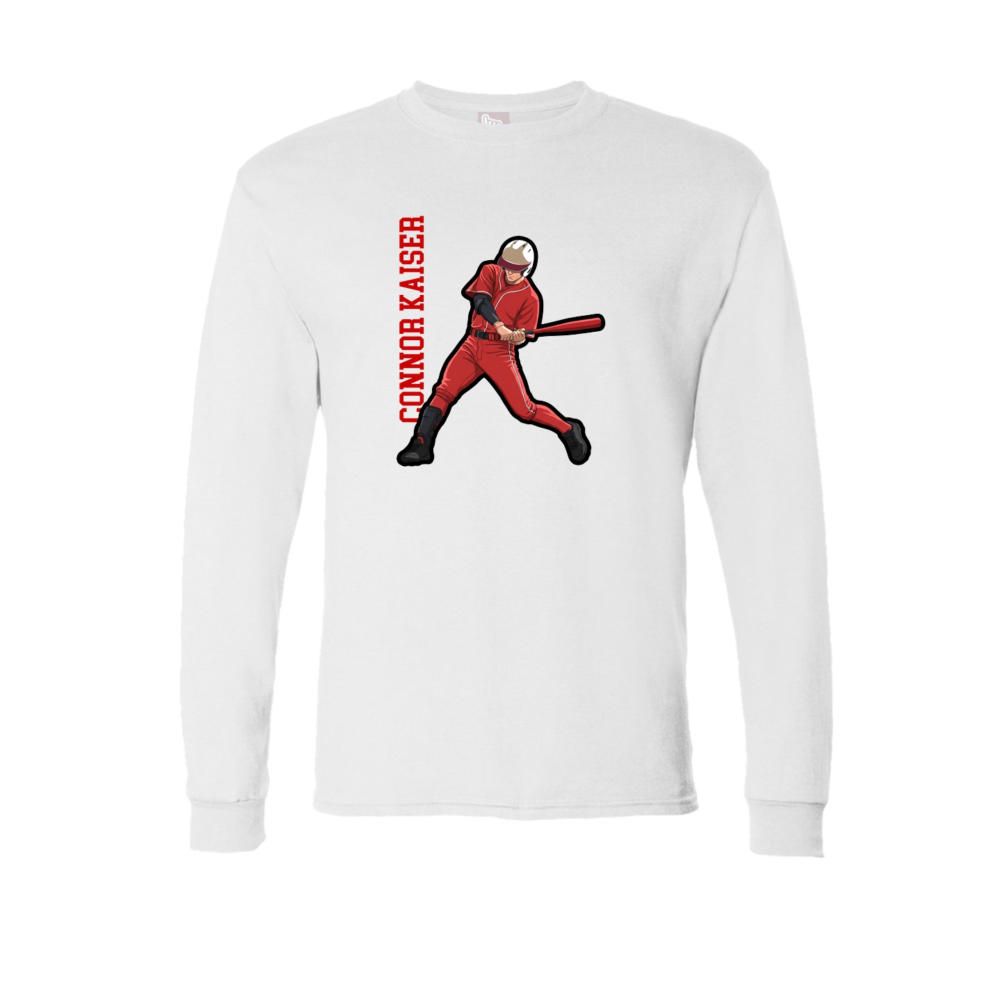 Long Sleeve Tee — Name Vertical in White