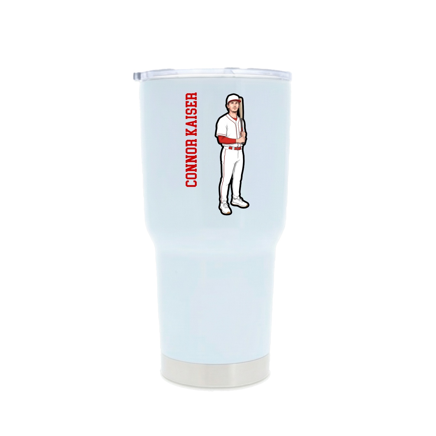 30oz Stainless Steel Tumbler — Name Vertical in White