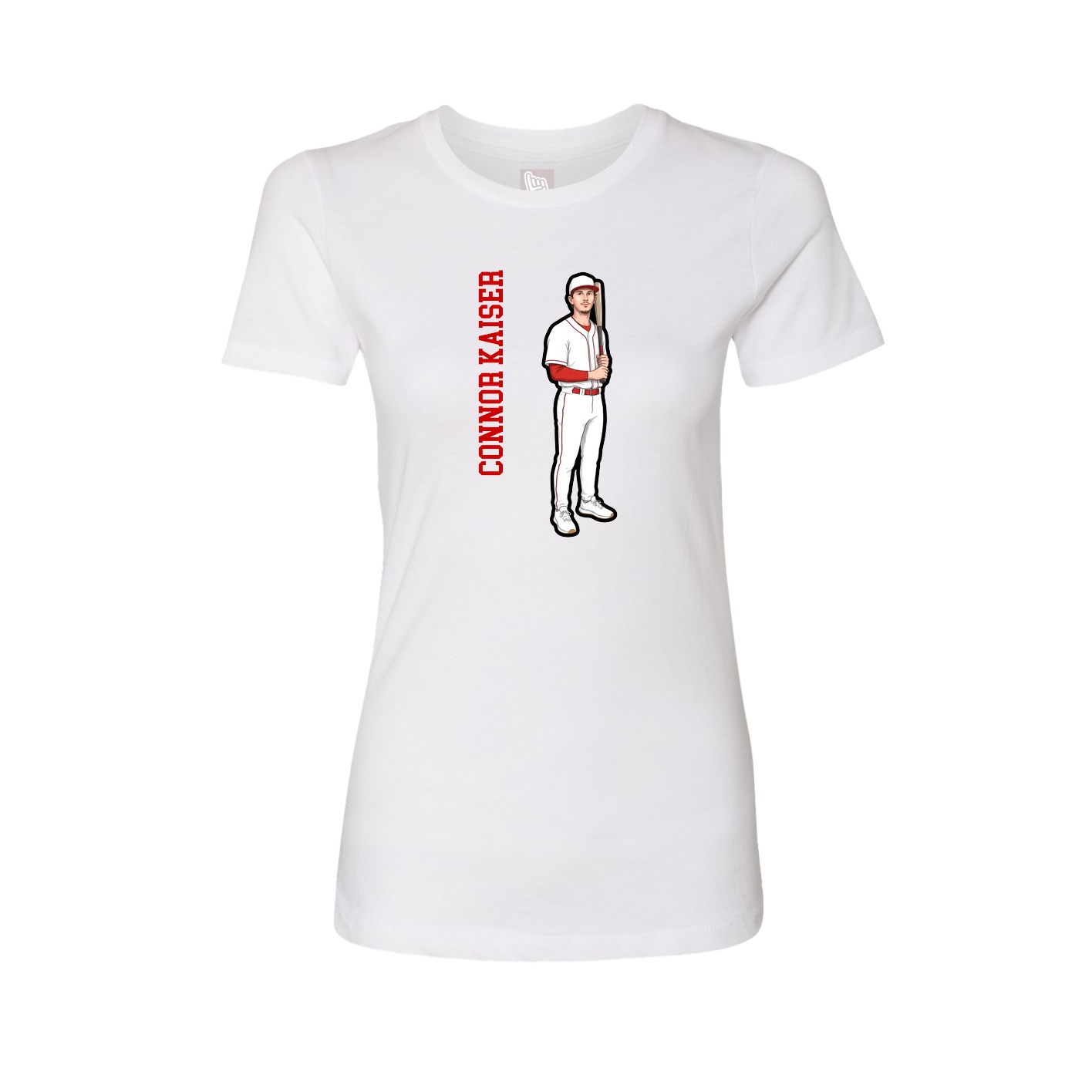 Fitted Women's Tee — Name Vertical in White