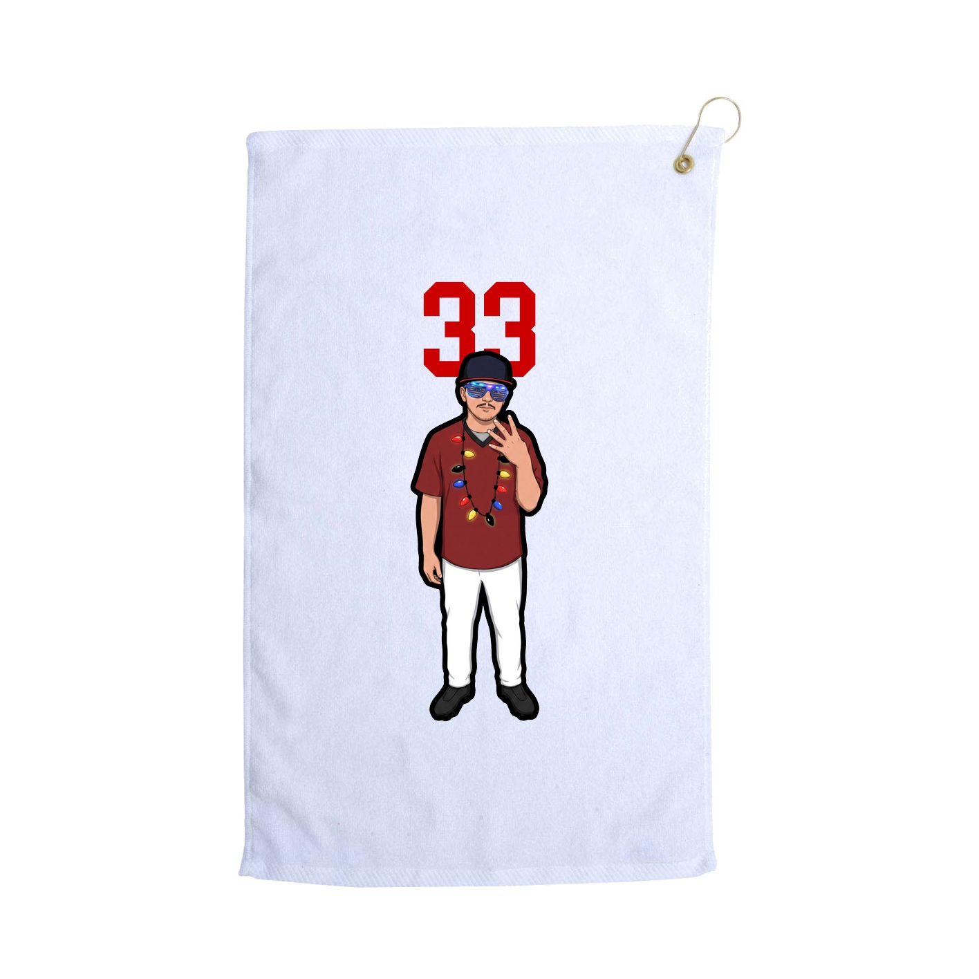 Golf Towel — Number Top in White