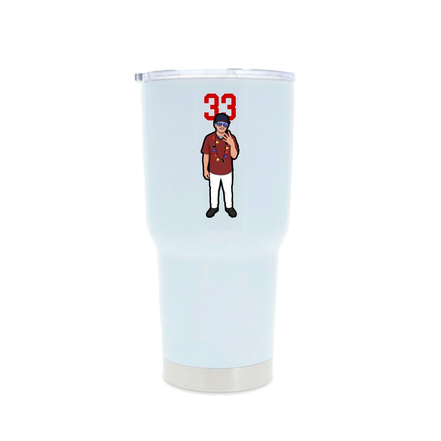 30oz Stainless Steel Tumbler — Number Top in White