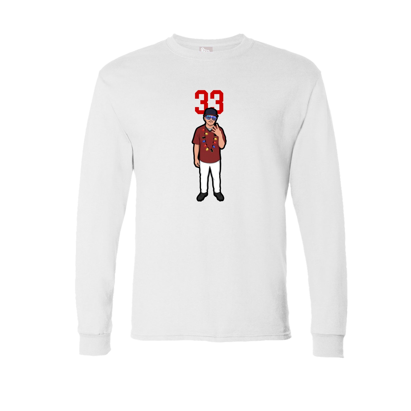 Long Sleeve Tee — Number Top in White