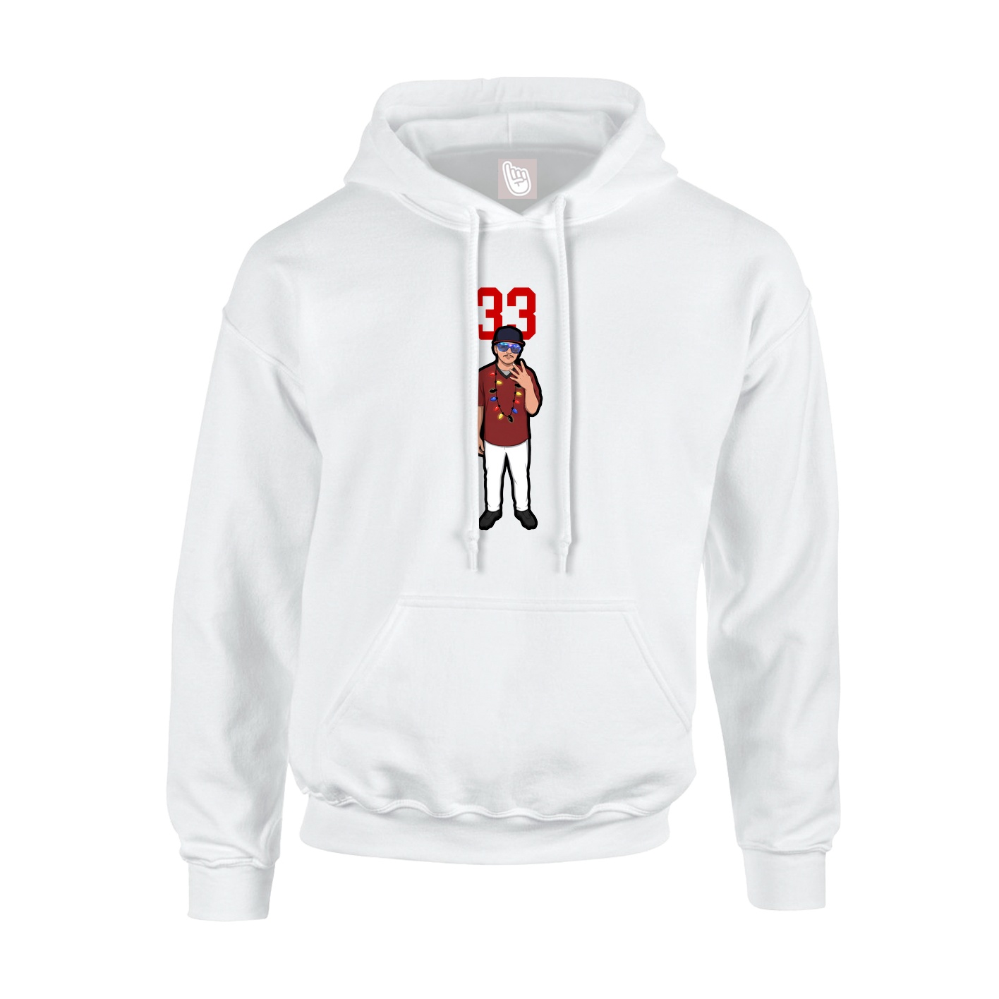 Youth Hoodie — Number Top in White