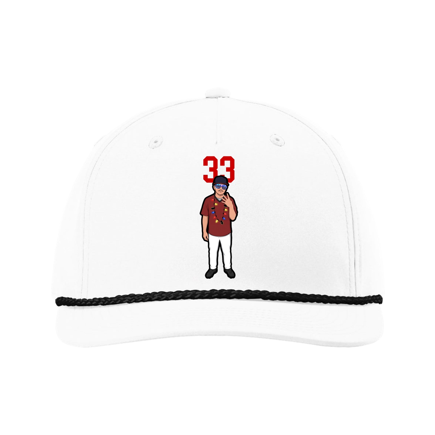 Five-Panel Classic Rope Cap — Number Top in White