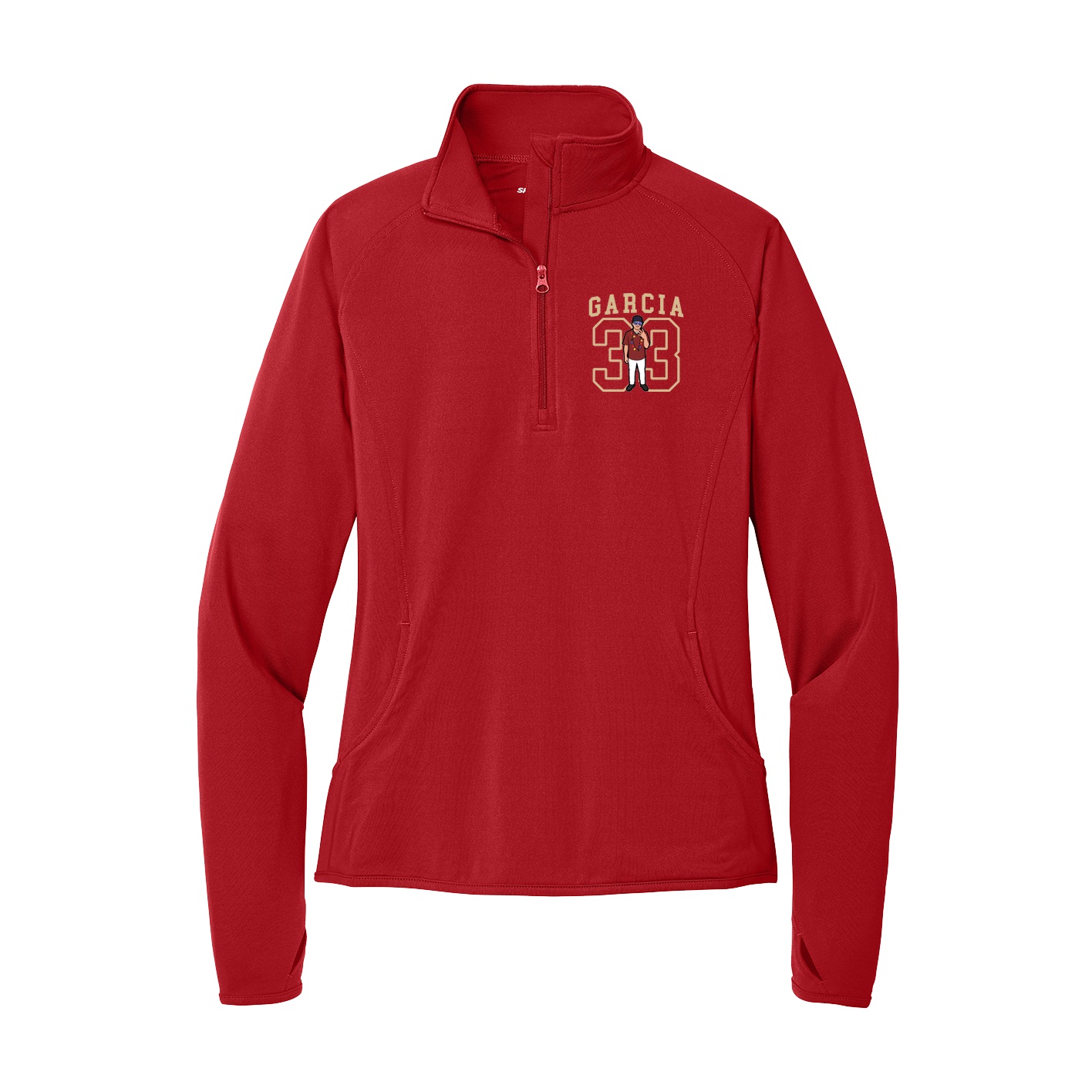Women's Q-Zip Pullover — Shirsey in Red