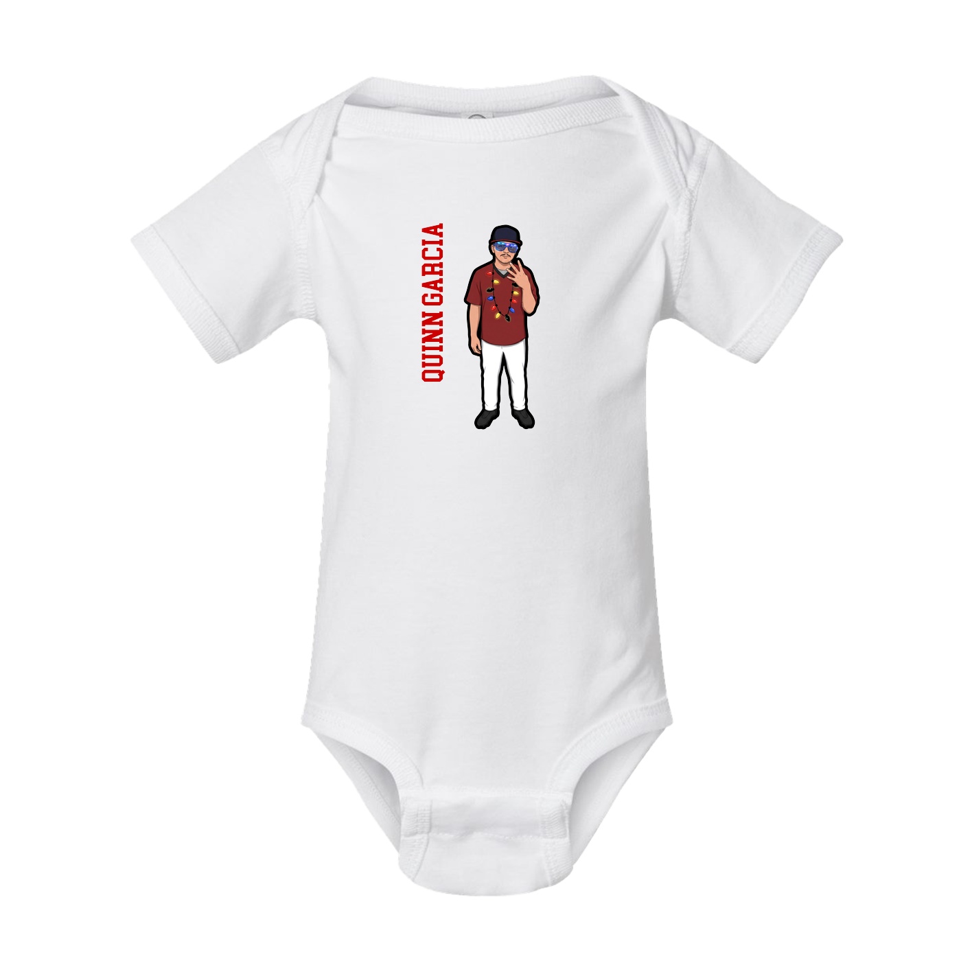 Baby Onesie — Name Vertical in White