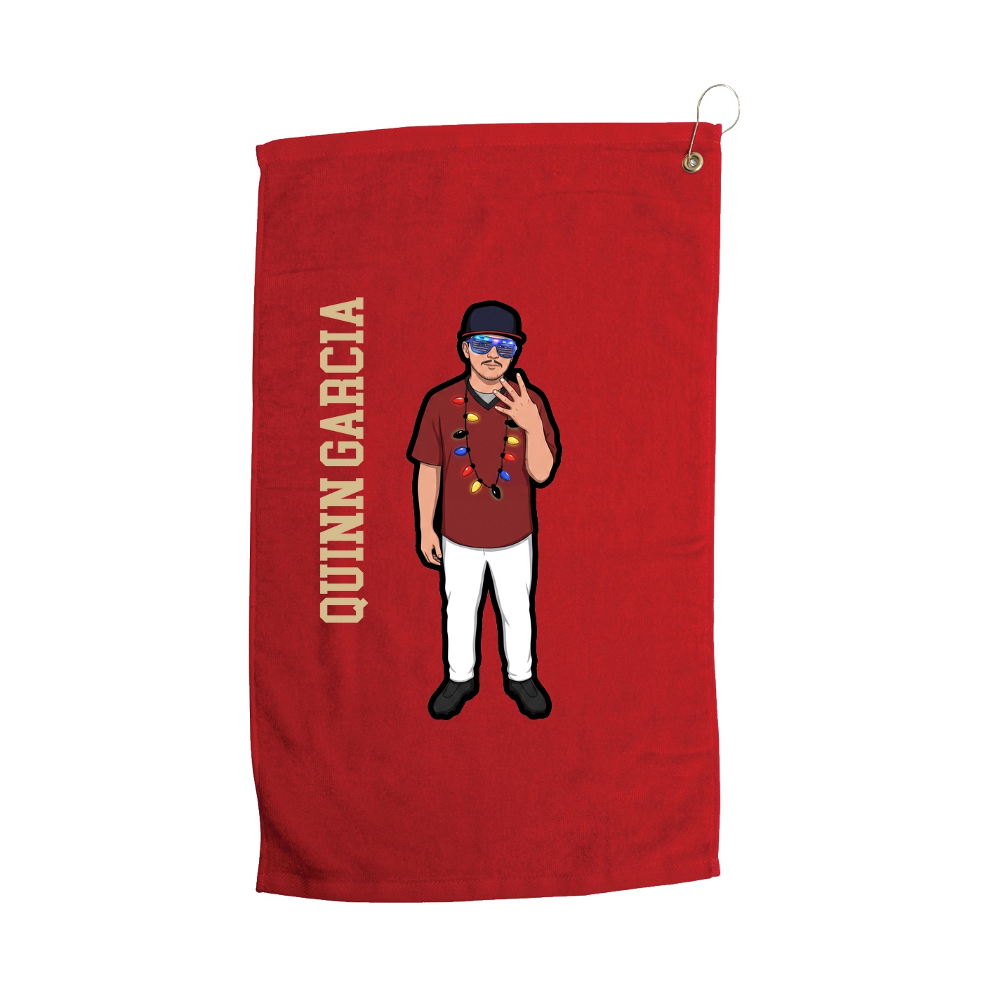 Golf Towel — Name Vertical in Red