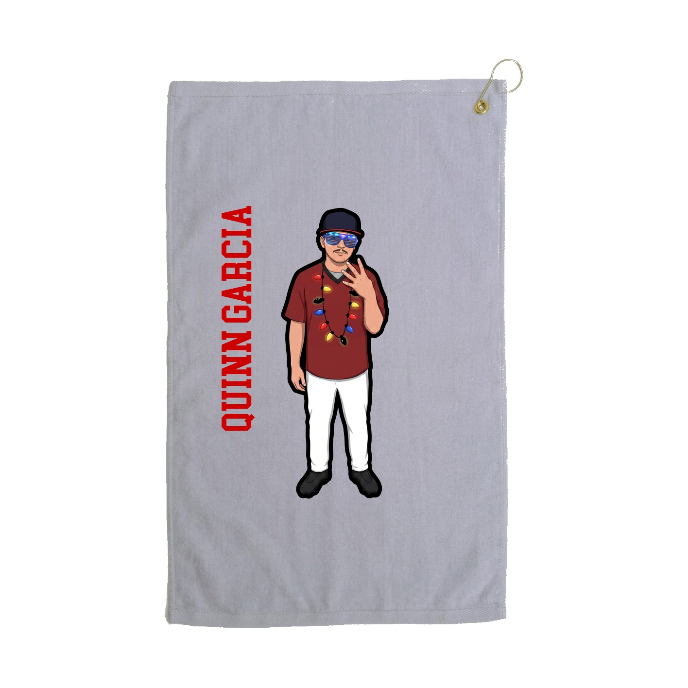 Golf Towel — Name Vertical in Grey