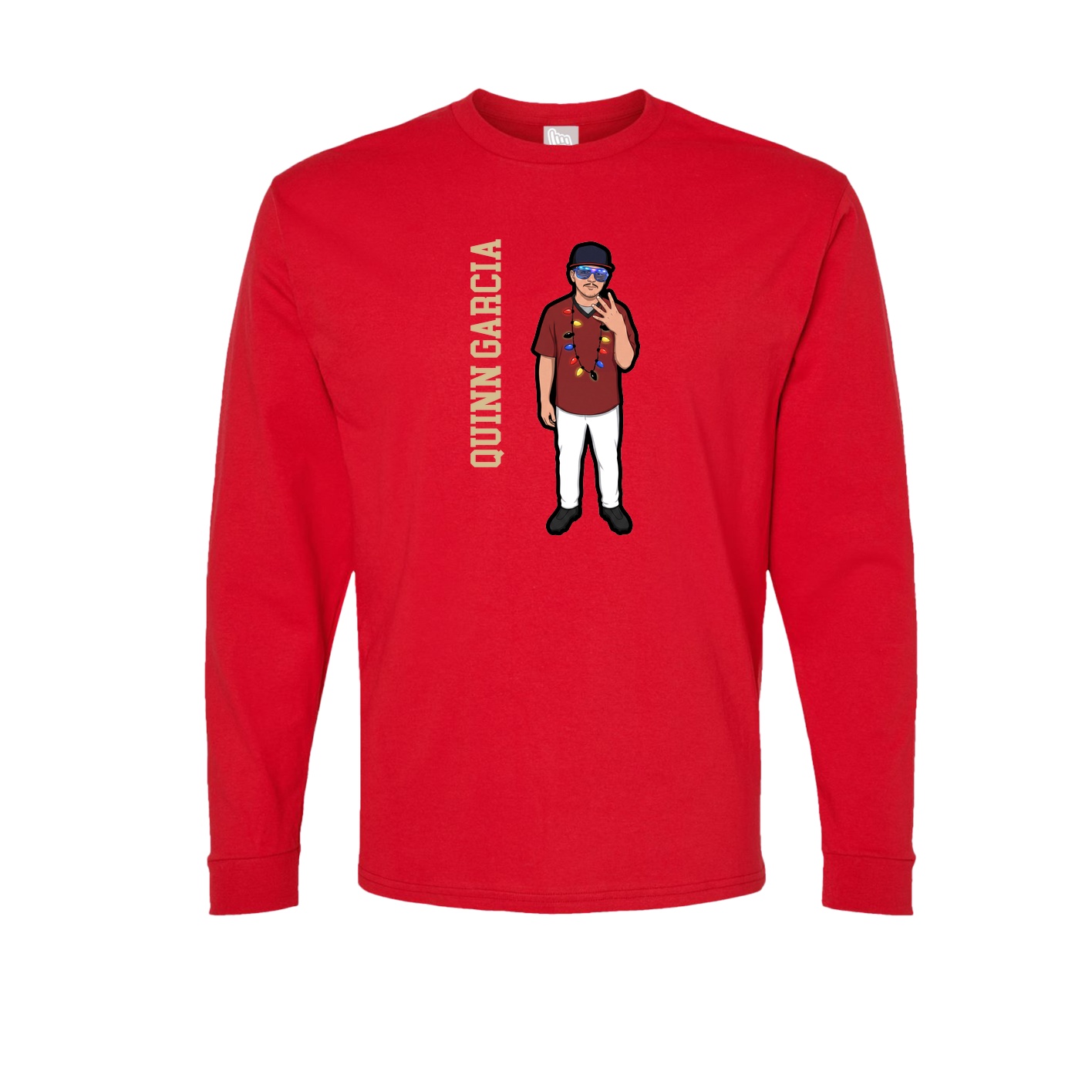 Long Sleeve Tee — Name Vertical in Red