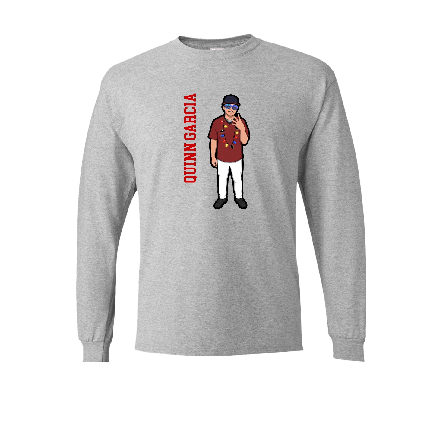 Long Sleeve Tee — Name Vertical in Grey