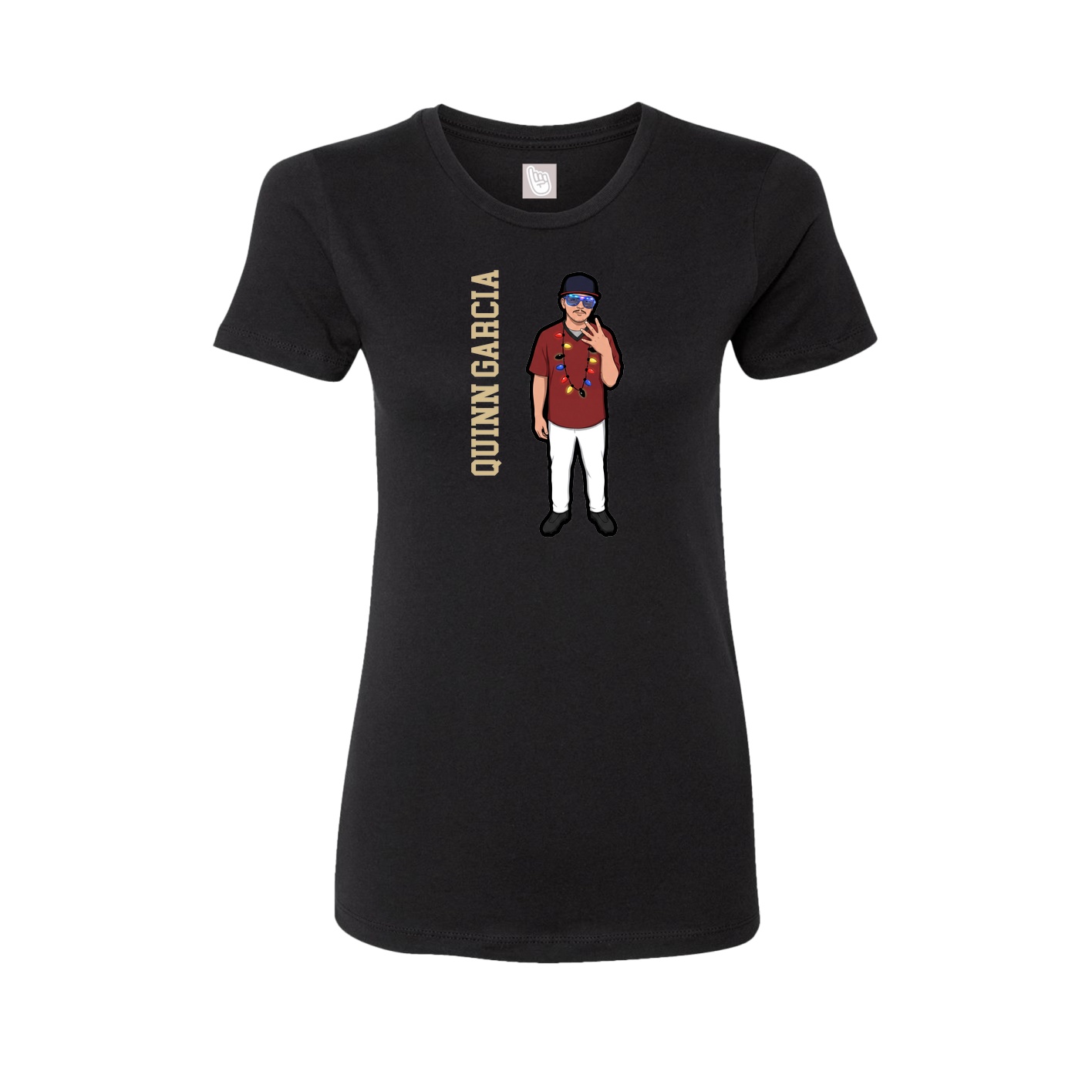 Womens Tee — Name Vertical in Black