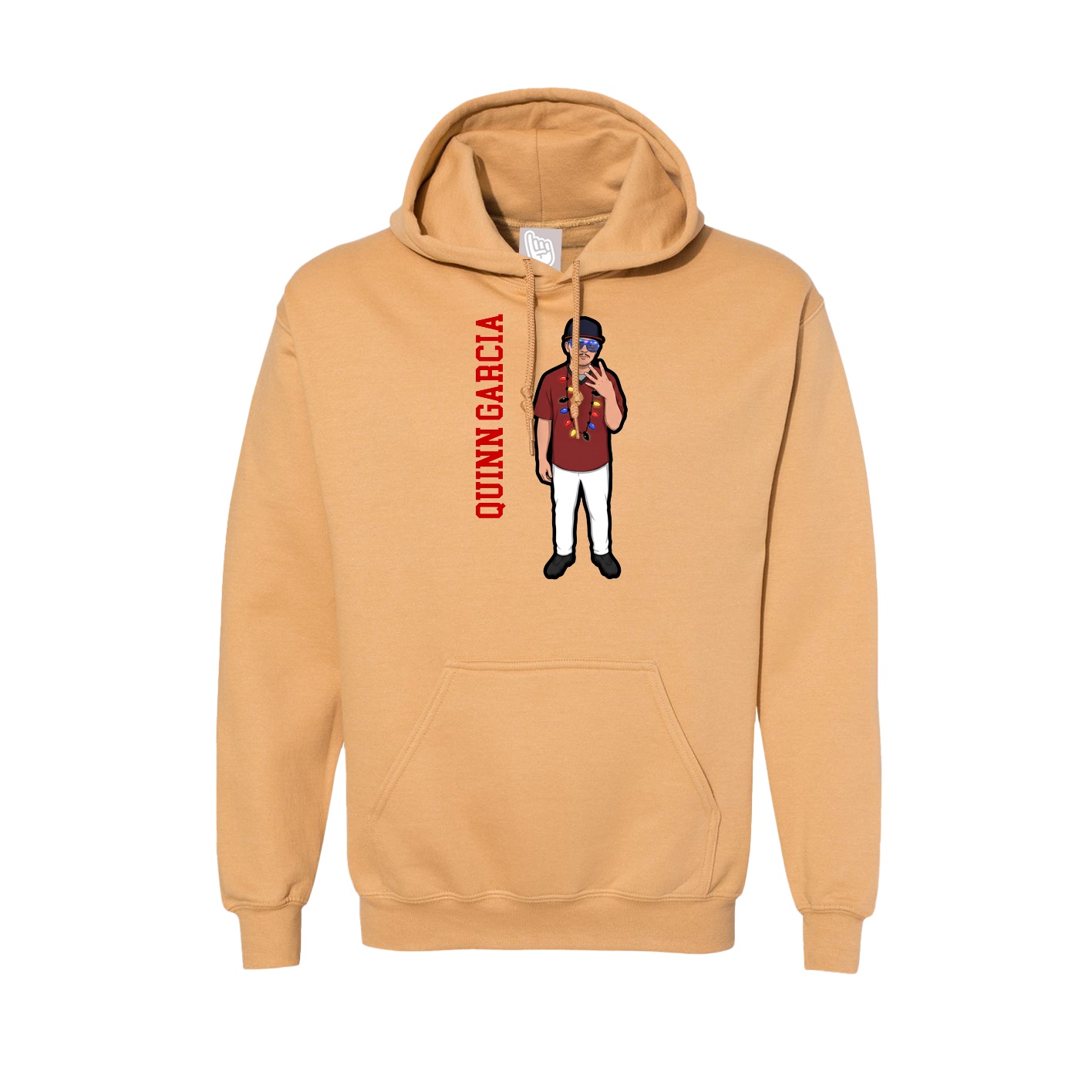 Hoodie — Name Vertical in Vegas Gold